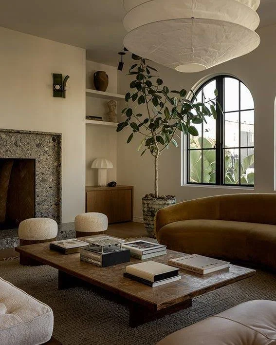 // Californian home // 

&quot;The contemporary renovation is layered with vintage pieces, sculptural lightning and natural materials, balancing old and new in a way that feels both curated and deeply personal.&quot; 

Interior Design: @omedezin 
Pho