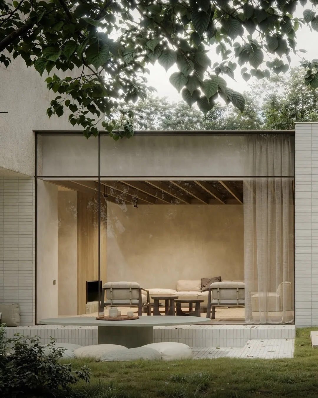 // House No. 26 // 

"With a clean, contemporary look, this house blends with the quiet and residential atmosphere of the neighborhood. At the front of the house, a deliberate choice was made for a closed fa&ccedil;ade. This contrasts with the r