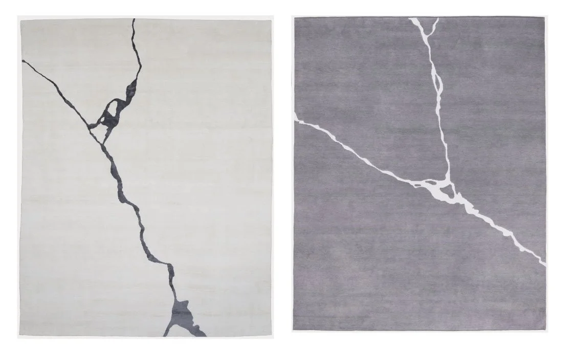 Image of two modern abstract throw rugs