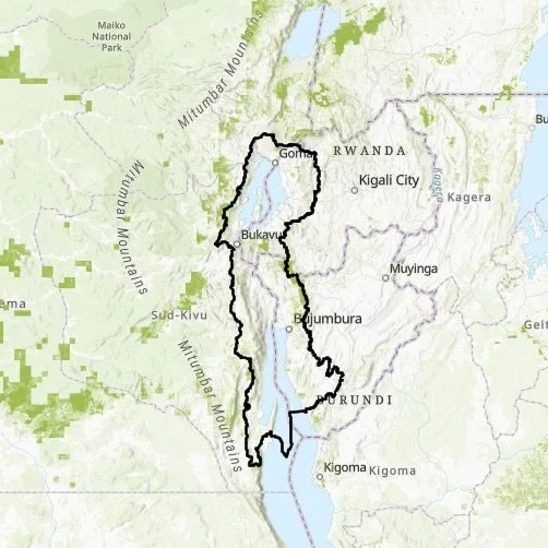 Screenshot of Lake Kivu and Rusizi River Basin map.