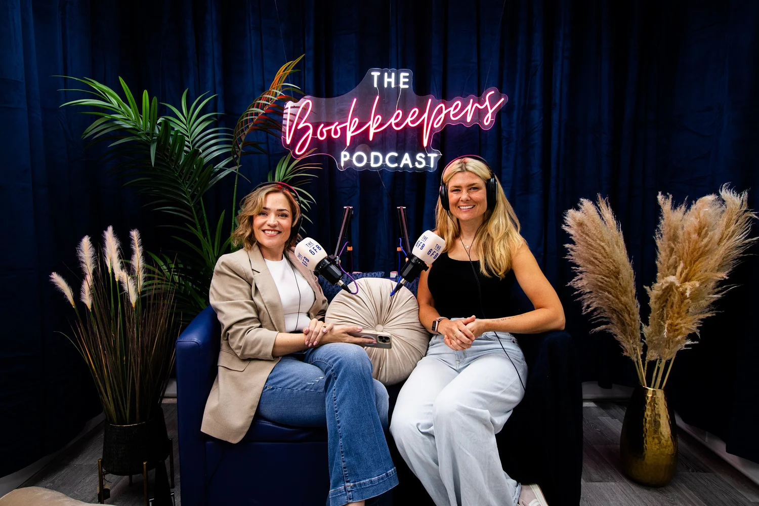 Two hosts recording The Bookkeepers Podcast with Your Video Team