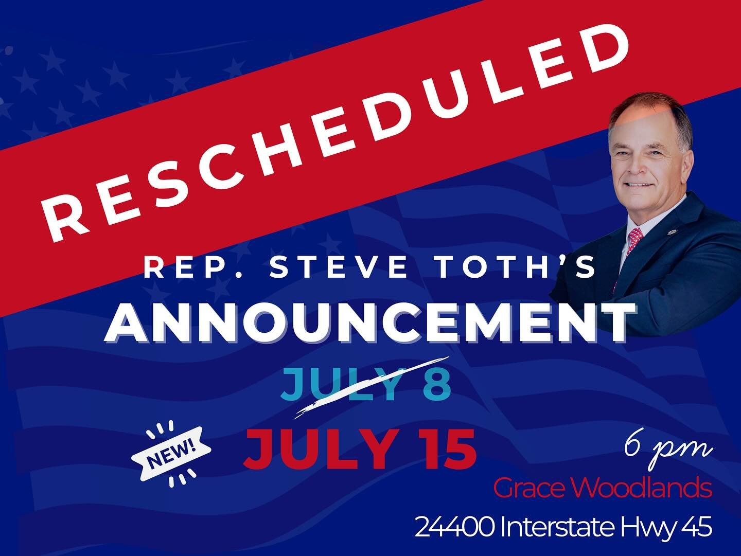 RESCHEDULED: Steve Toth’s Big Beautiful Announcement