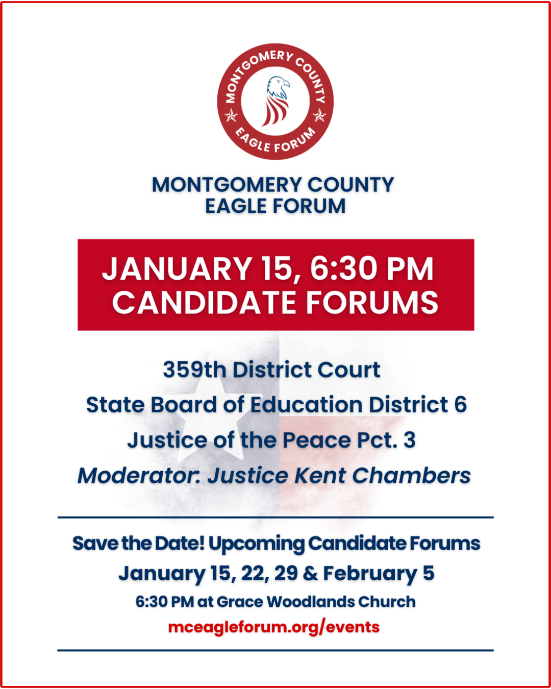 January 15 Candidate Forums