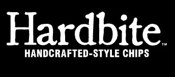 Black background with white text reading 'Hardbite Handcrafted-Style Chips'.