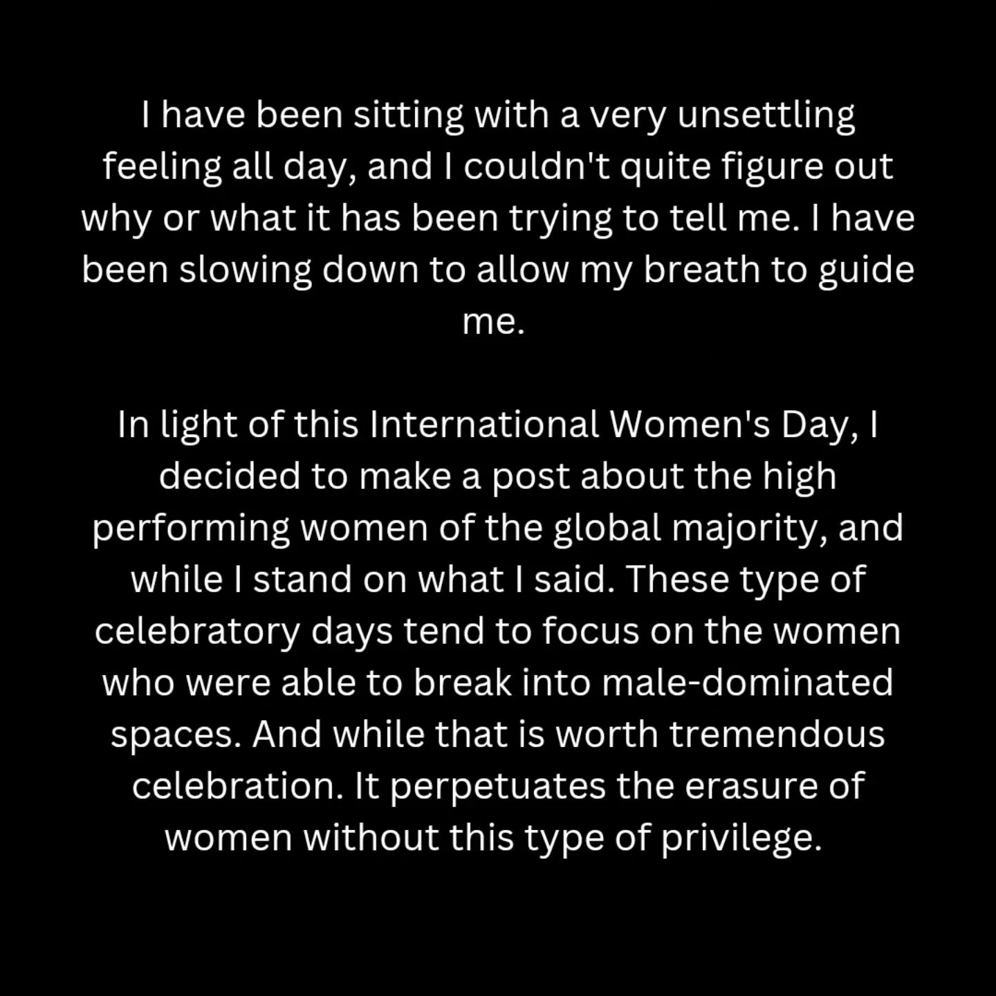 Keeping myself accountable. Encouraging others to sit with this heartbreaking reality. 

May we commit to continue to learn from the women whose identities are systemically and structurally erased. May we rise up to fight along those who resist again
