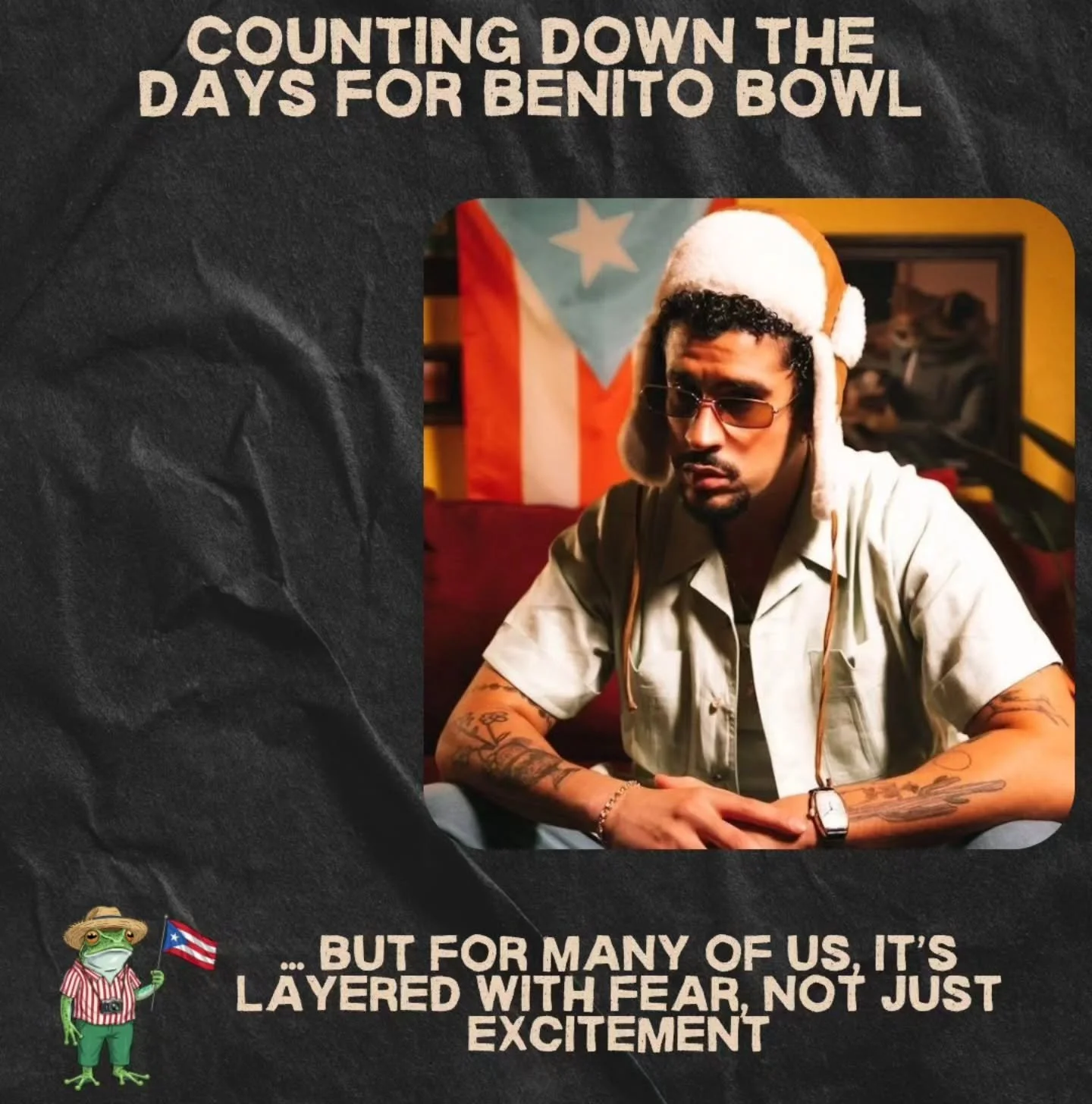 Bad Bunny making history as the first solo Latine/Spanish-speaking headliner is a moment worth celebrating. 🇵🇷🔥

But let's be real, a lot of our immigrant community is holding this excitement with fear and anxiety. There have been real threats abo