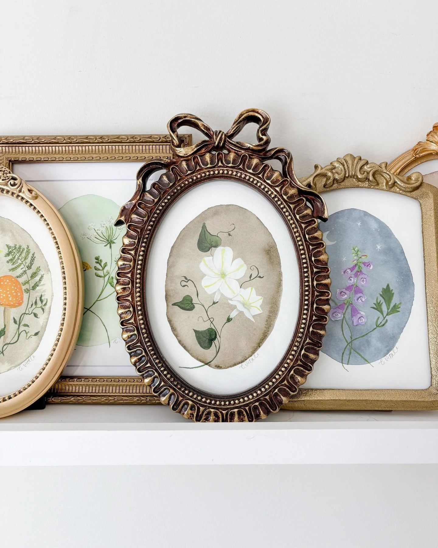 Most of the Witch's Garden originals may have all flown off to their new homes, however… for the first time ever, I’ve added a set of framed prints to the shop! 🖼️✨
Six prints from popular series, each tucked into a whimsical, vintage-