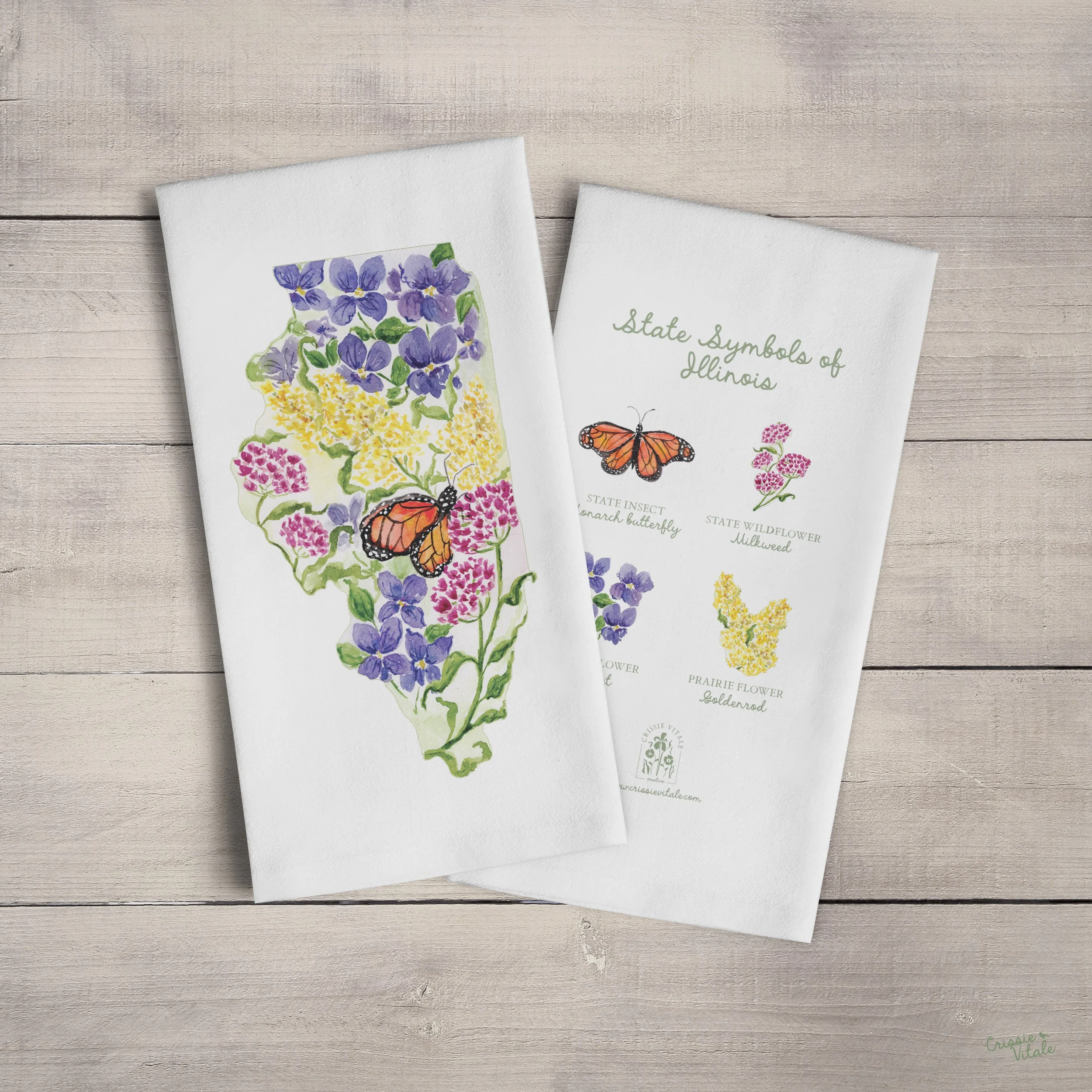 Illinois State Flowers Tea Towel