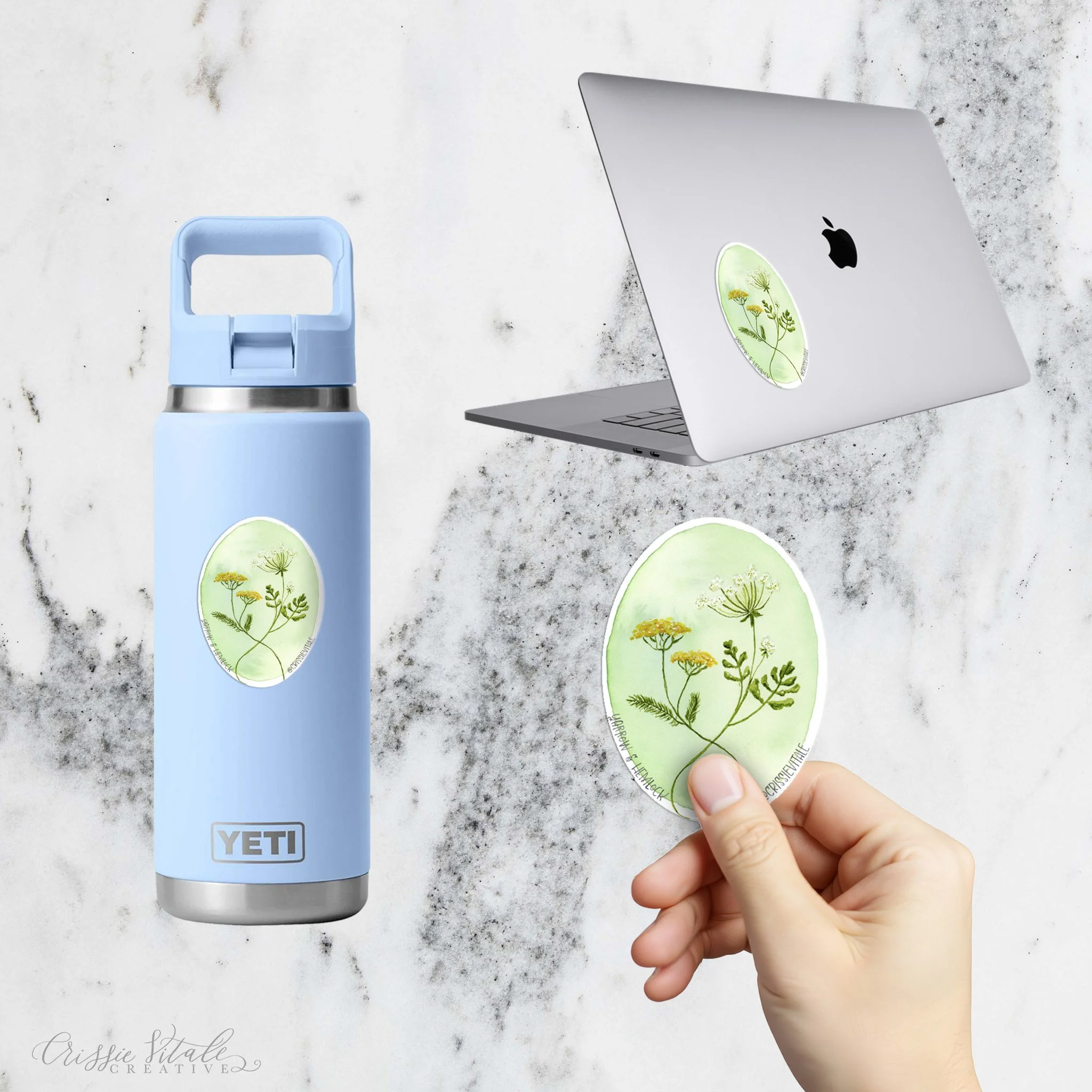 Yarrow Water bottle & laptop sticker