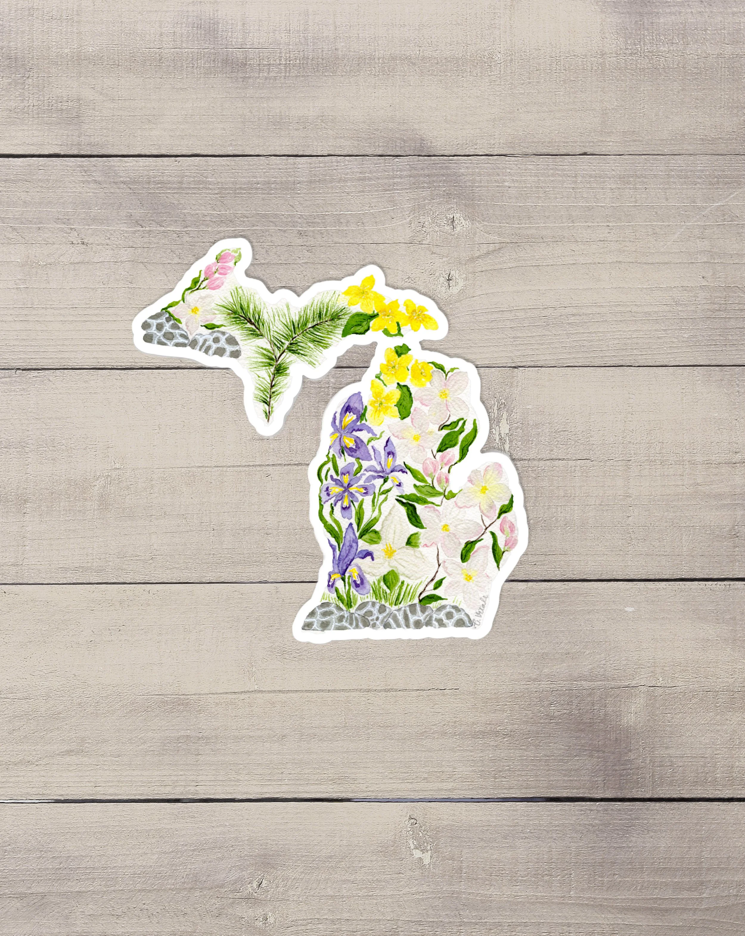 Michigan State Flowers Sticker