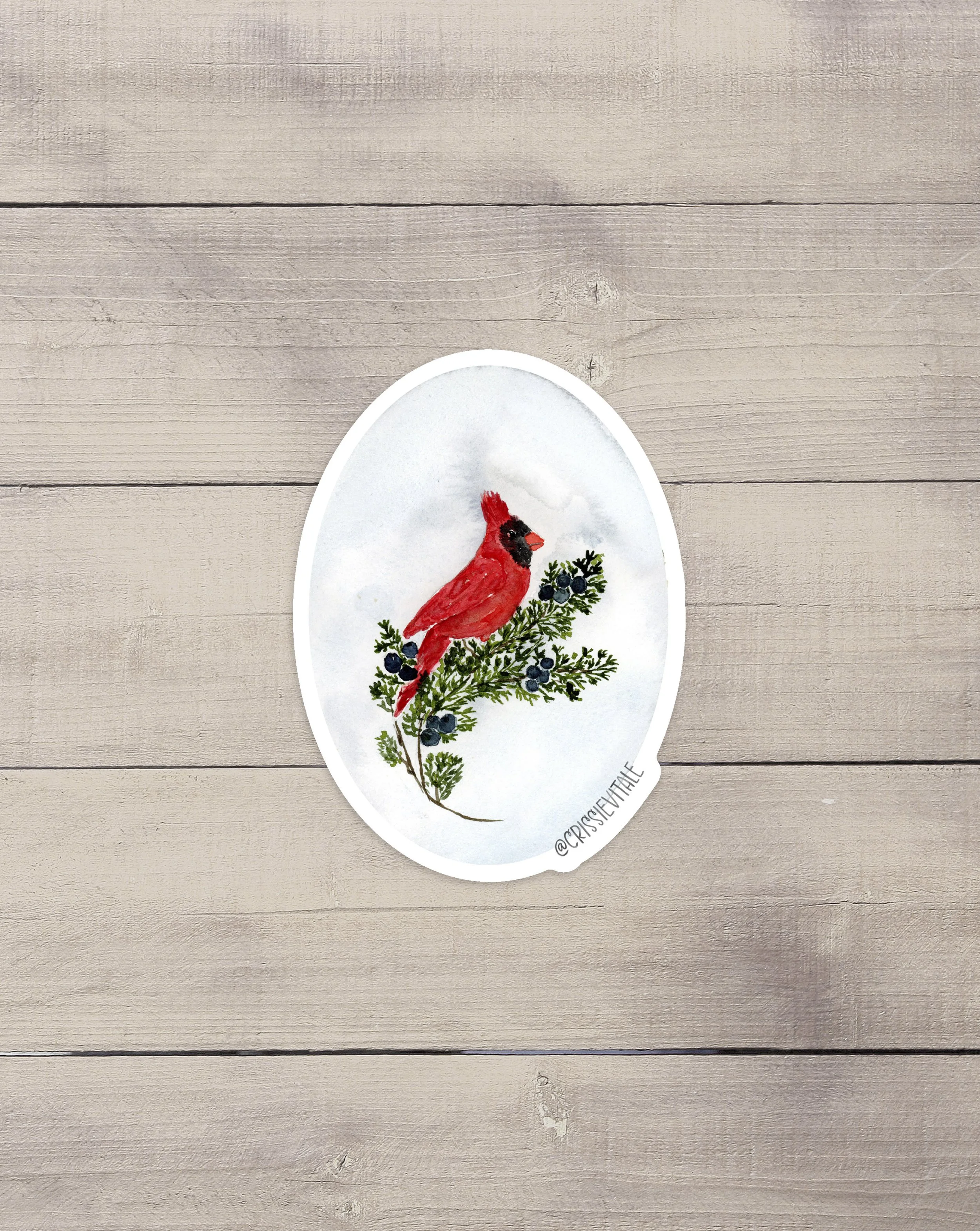 Winter Cardinal Vinyl Sticker