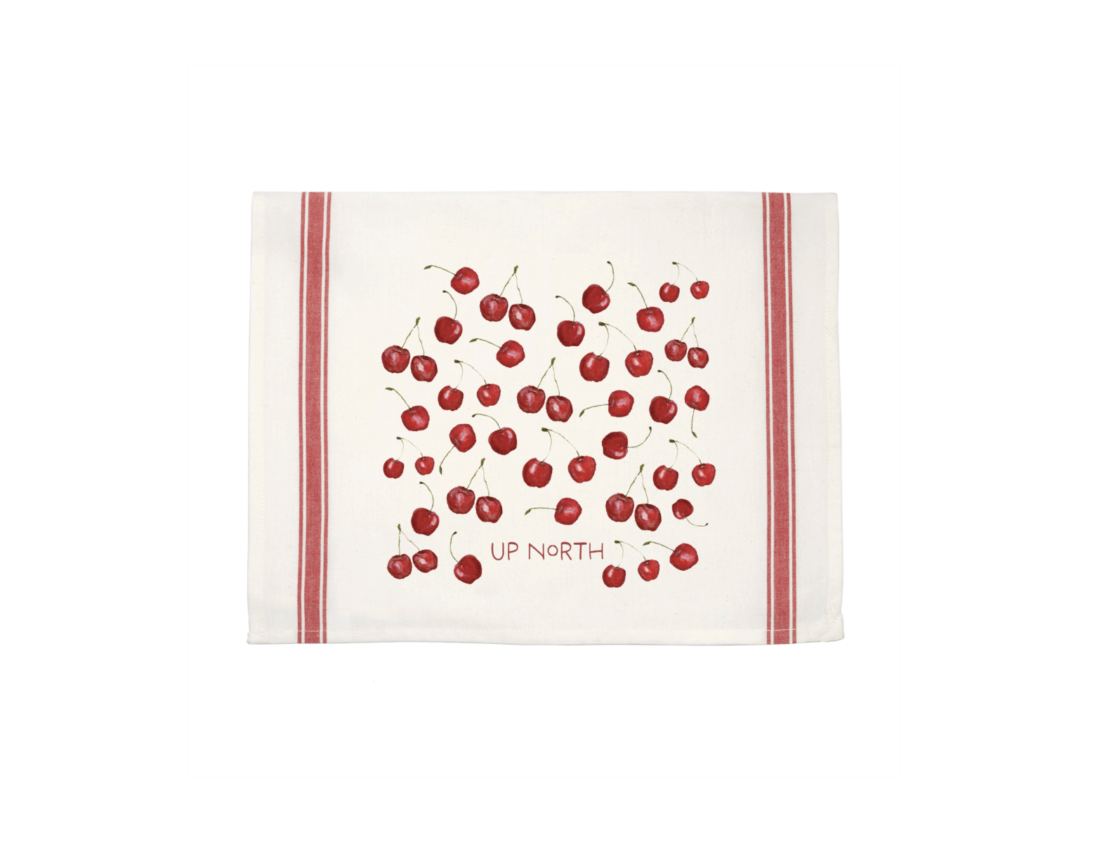Red Stripe Kitchen Towel - Up North Cherries