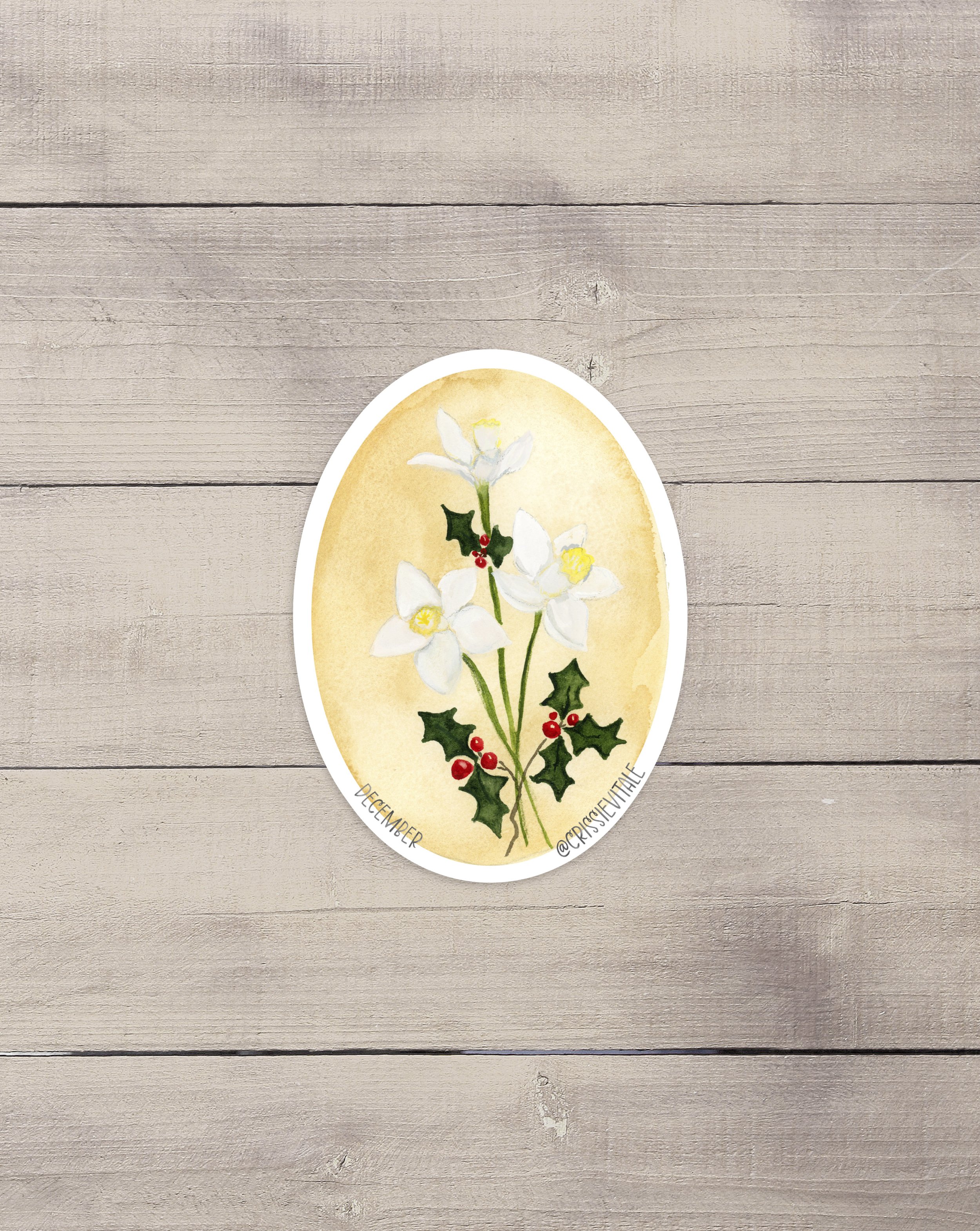 December Birth Flowers Vinyl Sticker