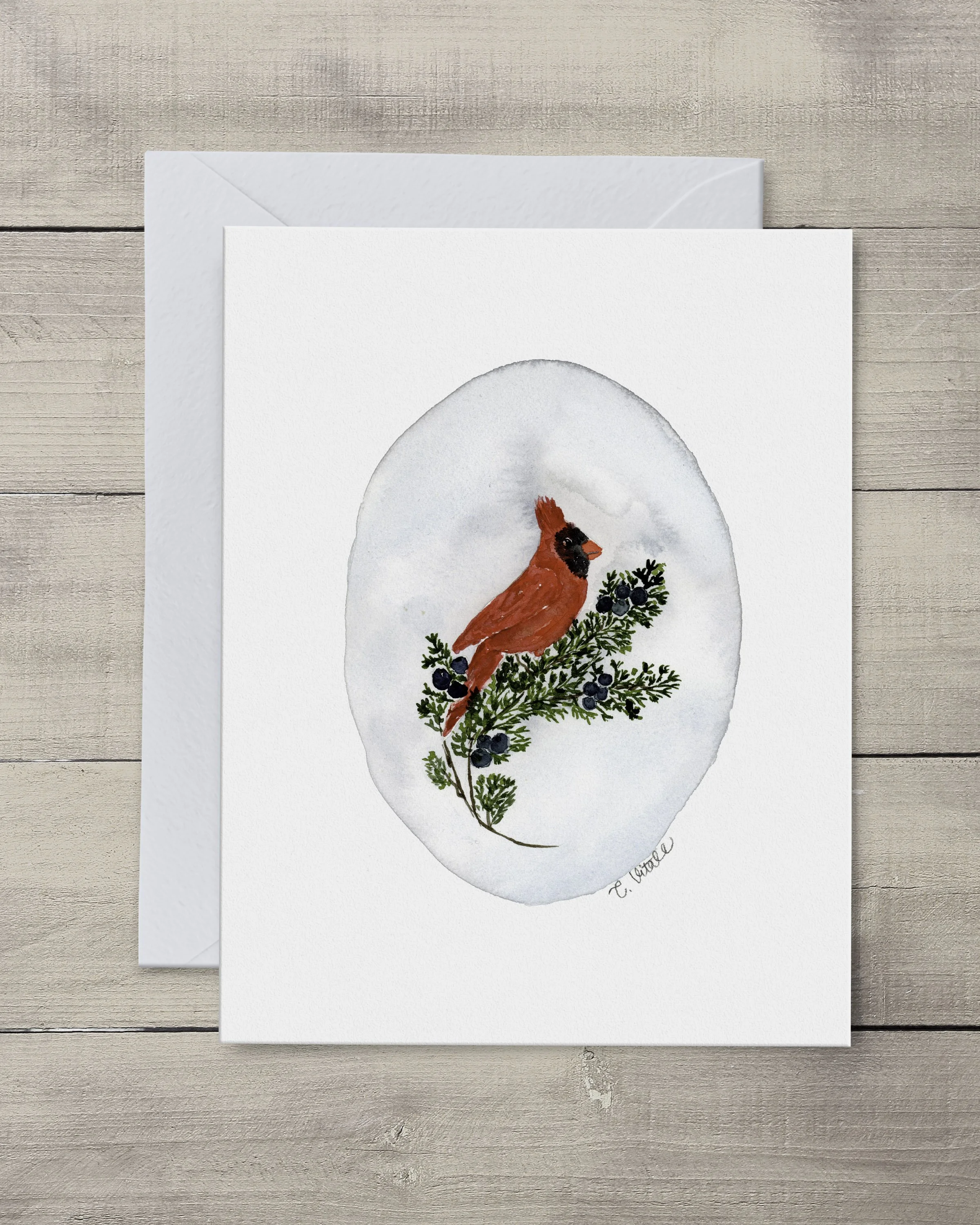 Winter Cardinal Note Card