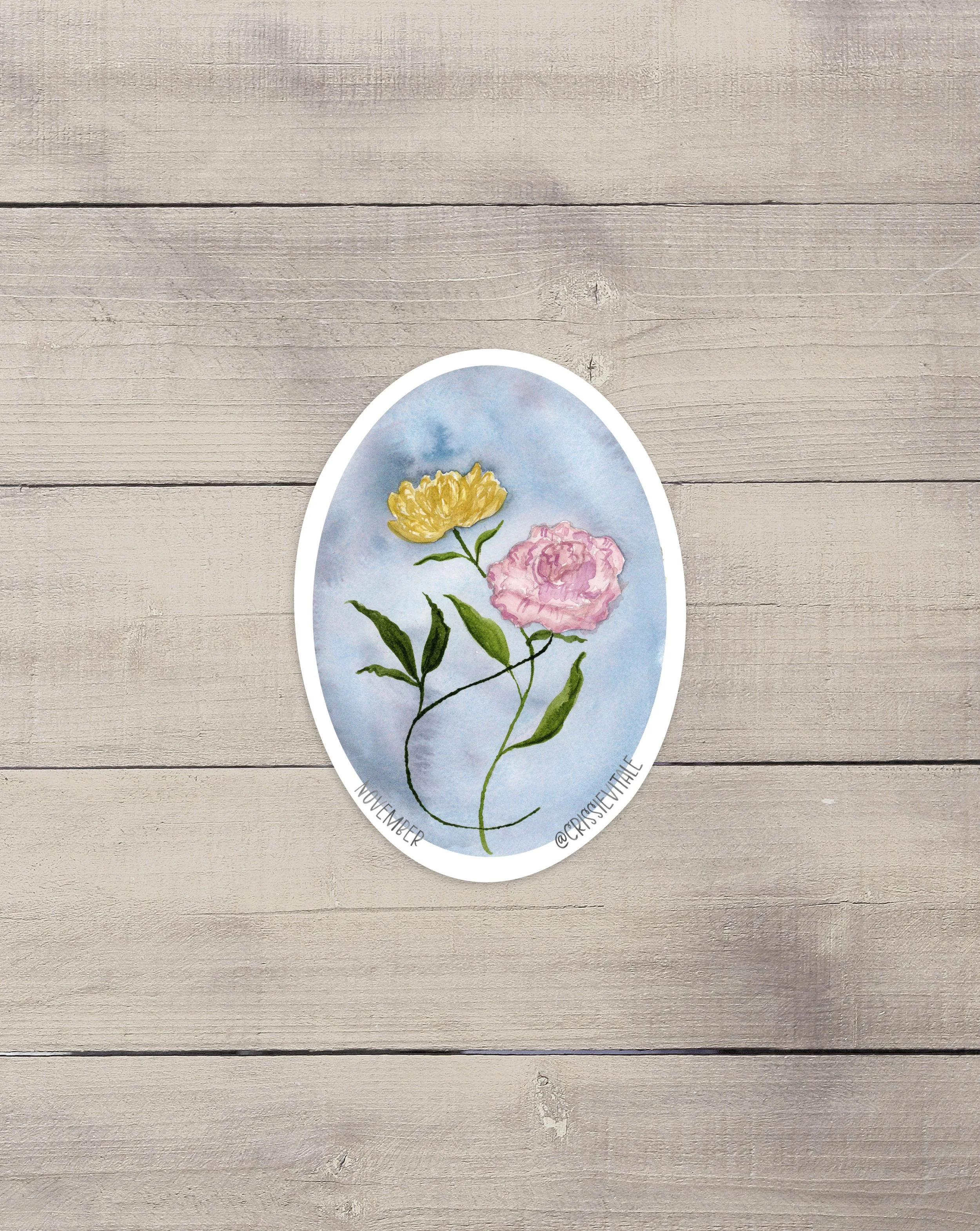 November Birth Flowers Vinyl Sticker