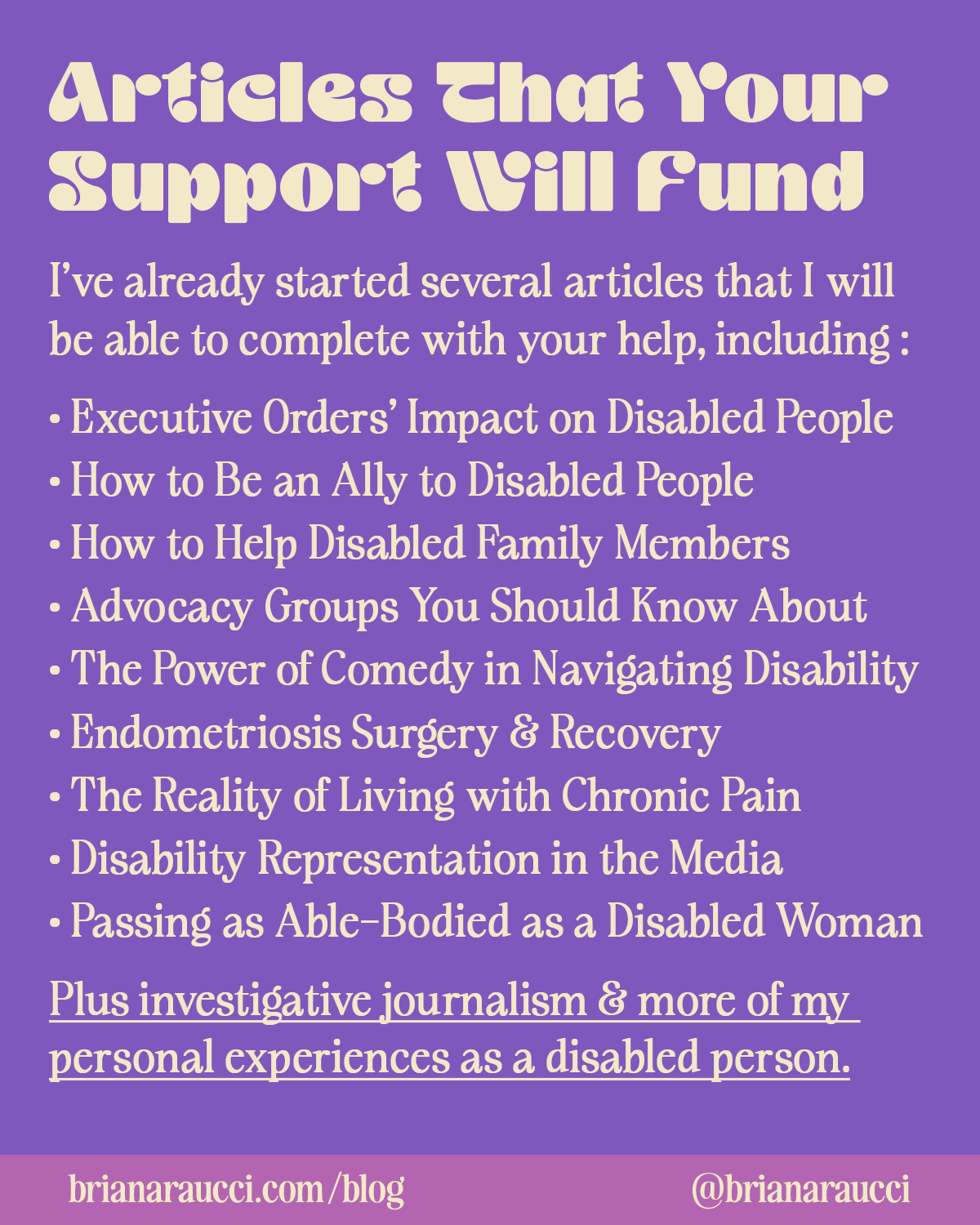 Articles That Your Support Will Fund