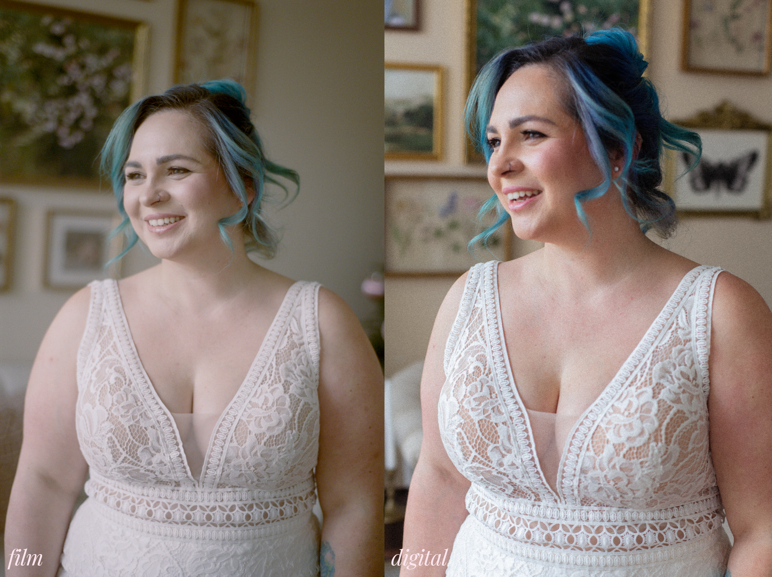Bridal portraits on film vs digital image by Briana Raucci