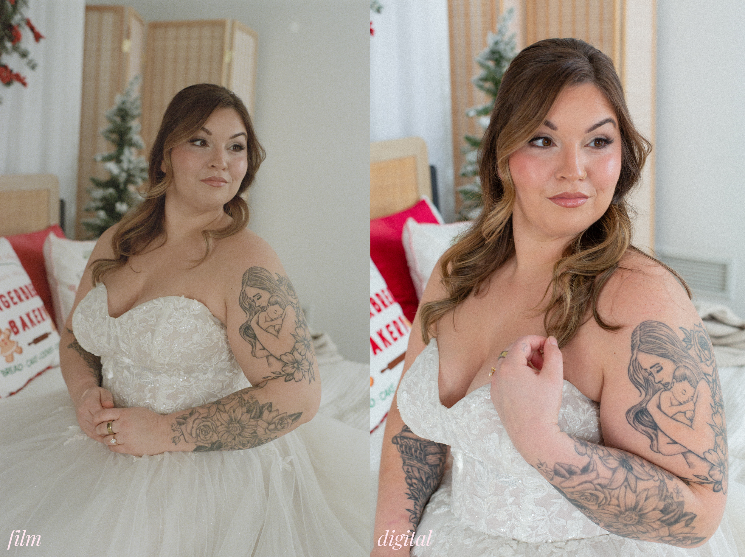 Film vs digital Wedding portrait of a Bride by Briana Raucci