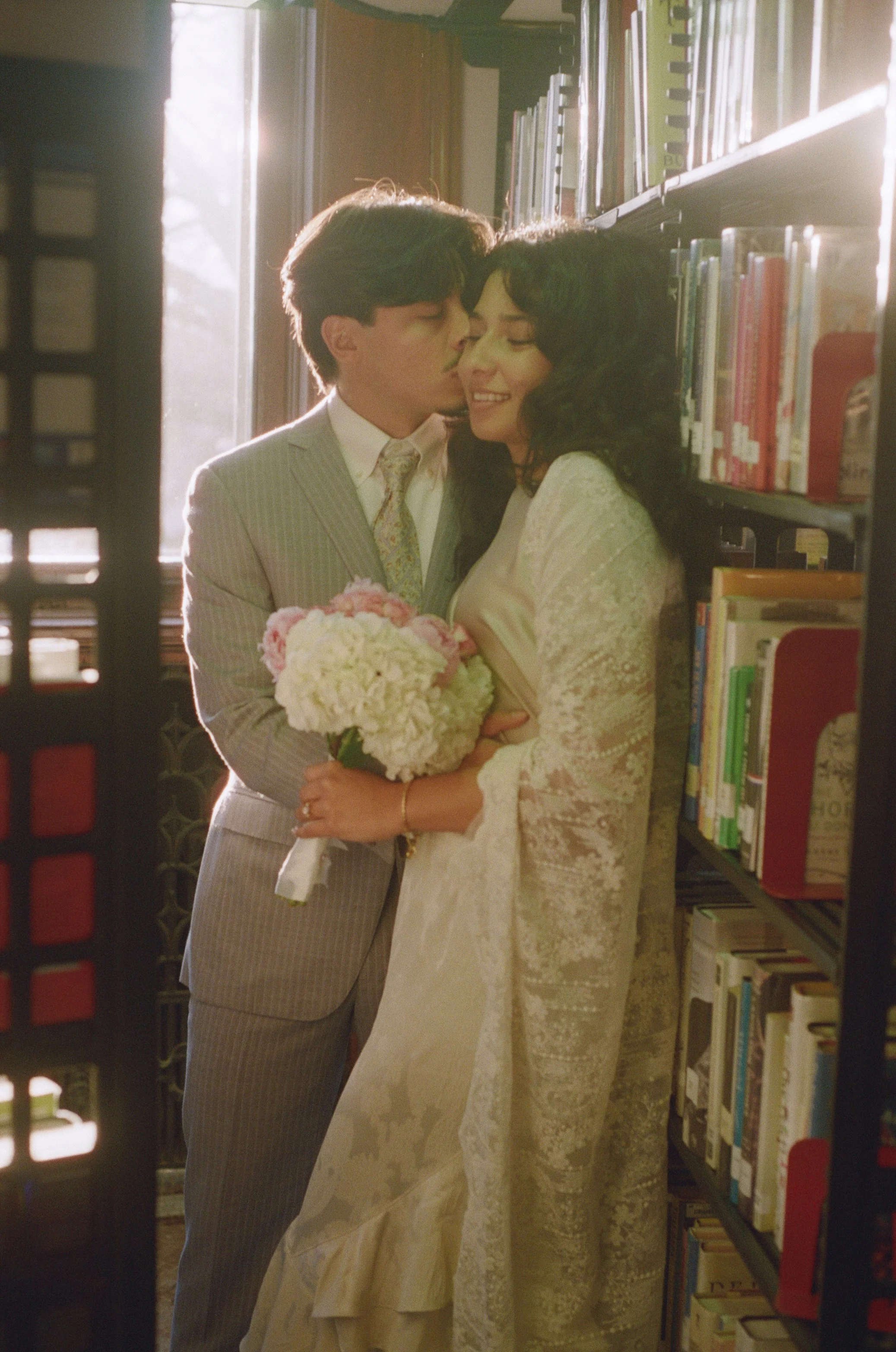 Wedding at a library on 35mm film by CT film photographer Briana Raucci