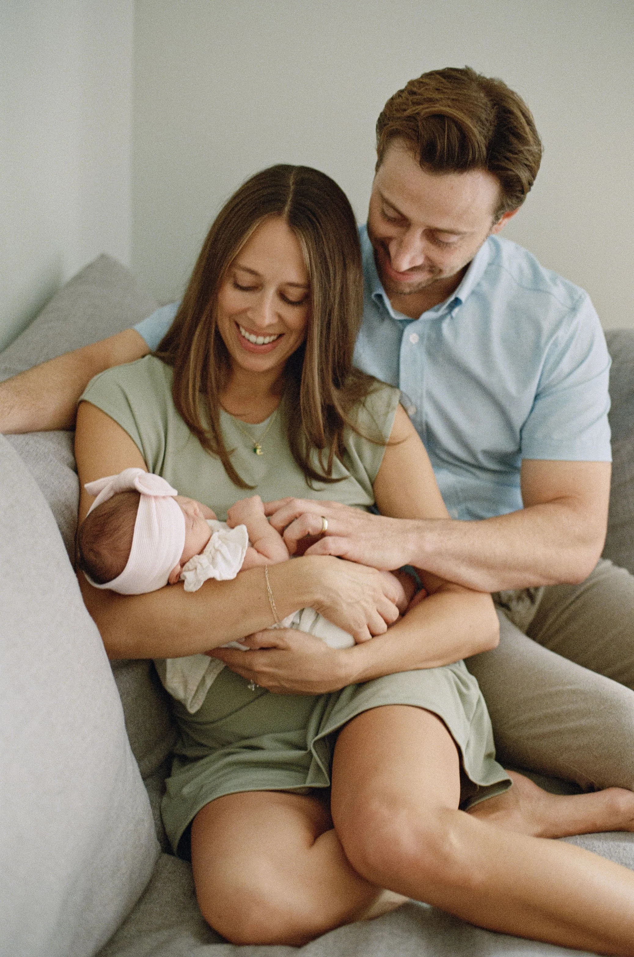 The Hrvatin's newborn family photo on film by film photographer Briana Raucci