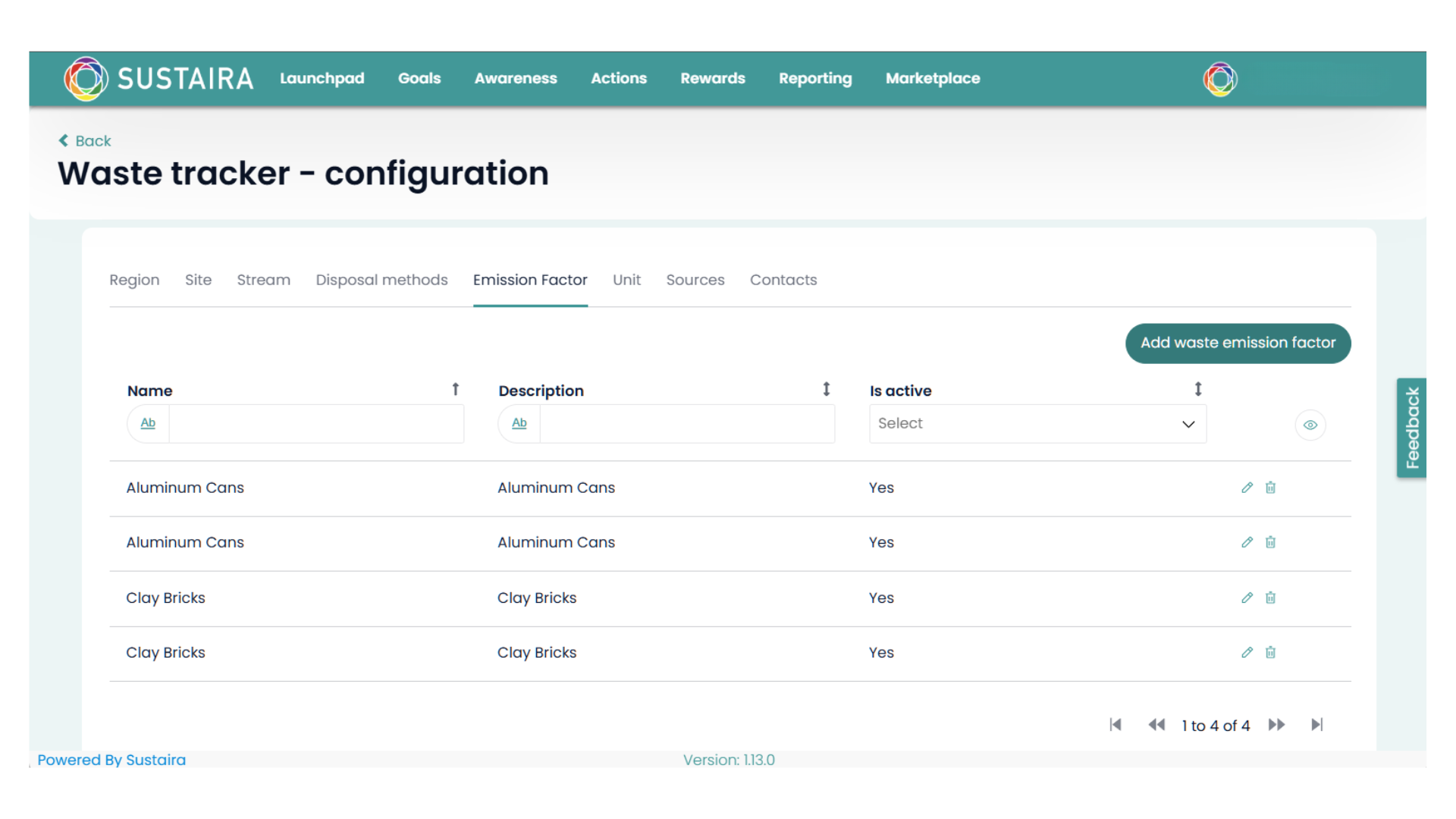 Built-in and Custom Emission Factors