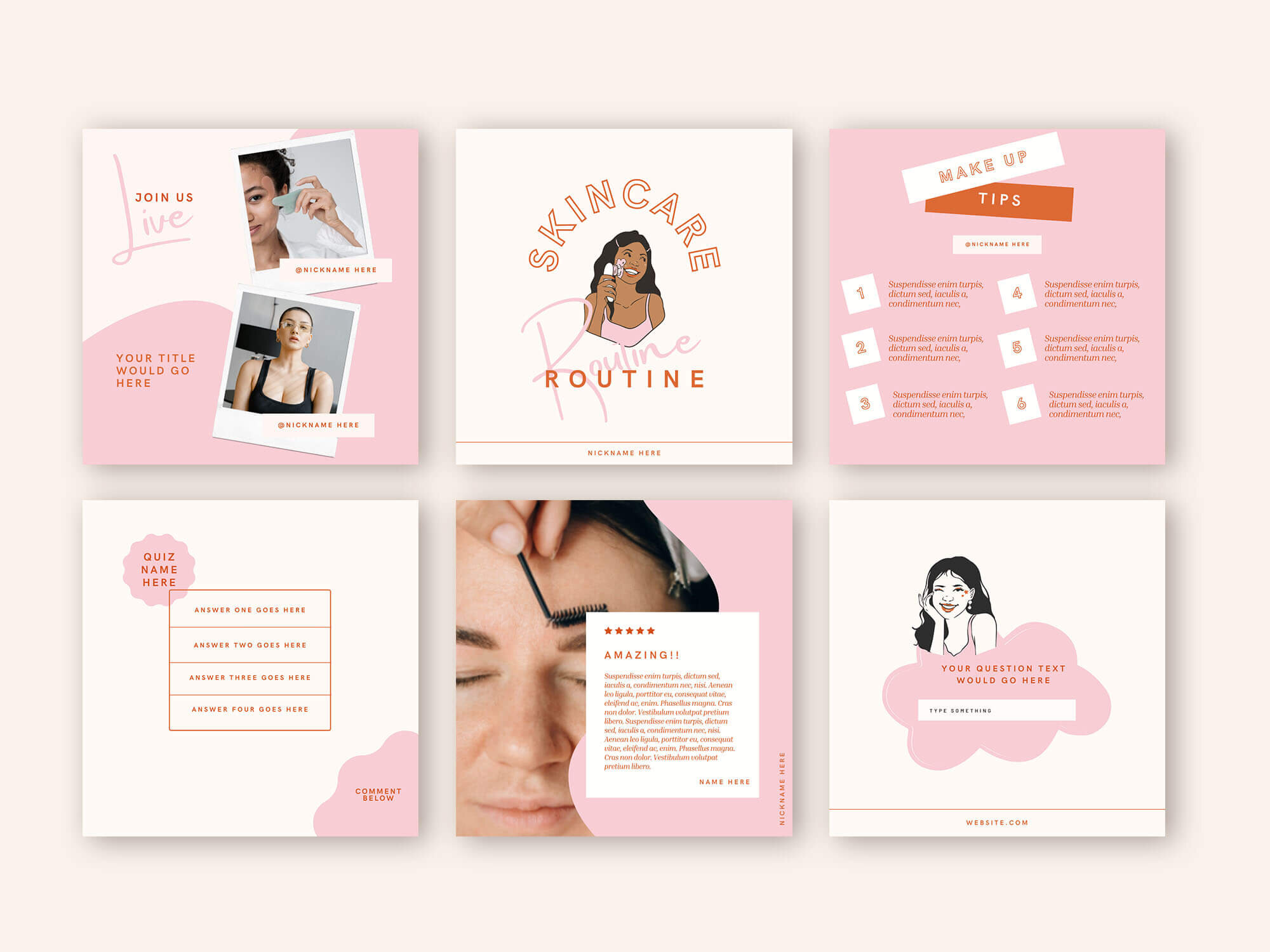 Spa Beauty Green Med Spa Instagram Post & Story Templates for Canva Editable Esthetician Supplies for Business Social Media Feed Layout