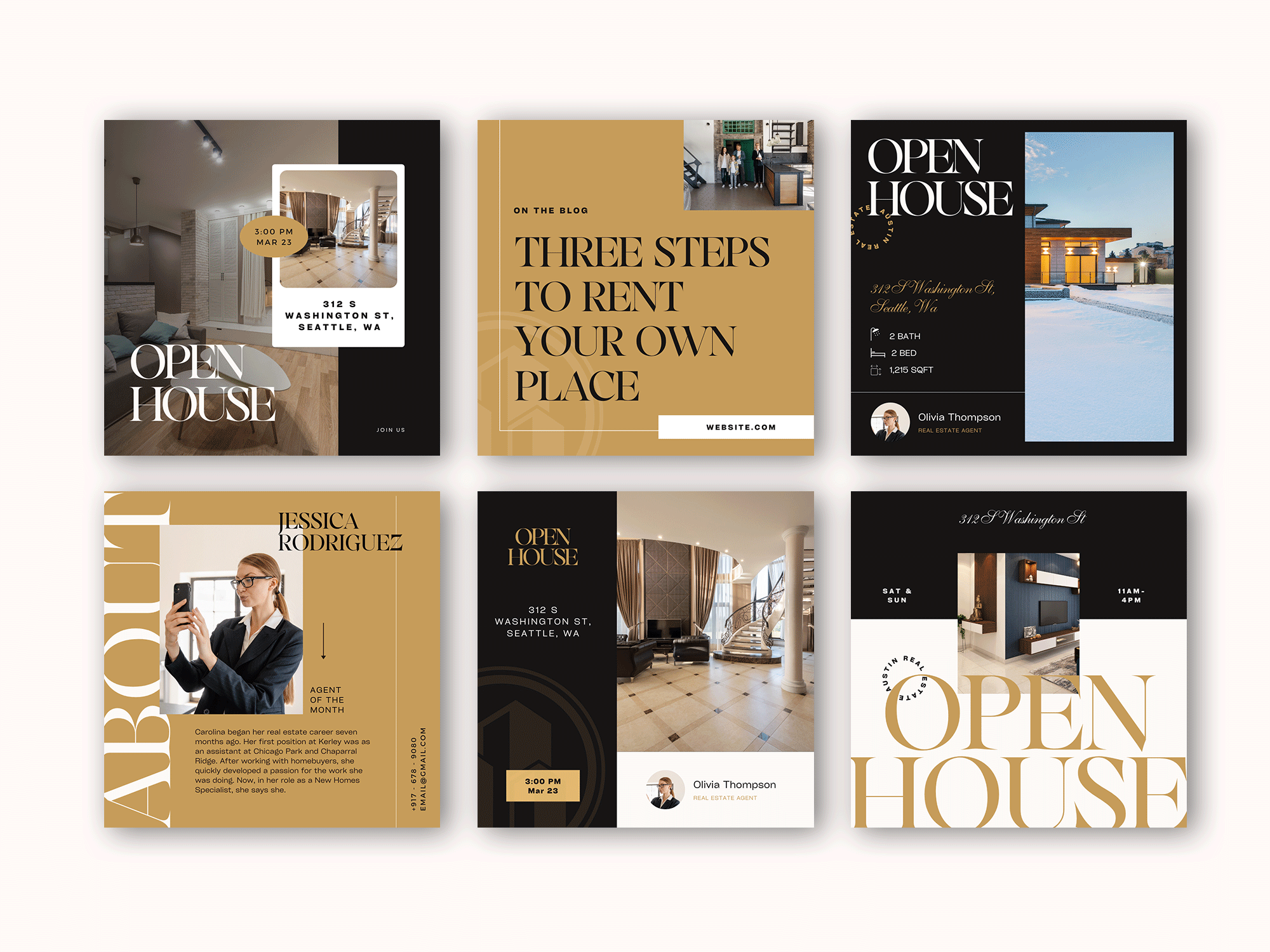 Real Estate Instagram Post Templates set | Canva Realtor feed layout, social media branding | Broker business marketing bundle Market Stats