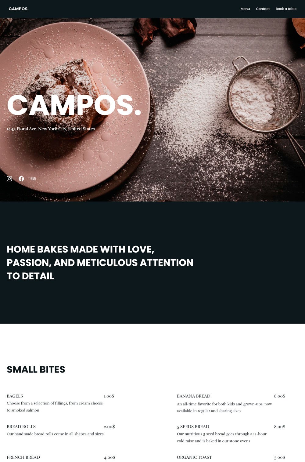 Bakery Website: Campos