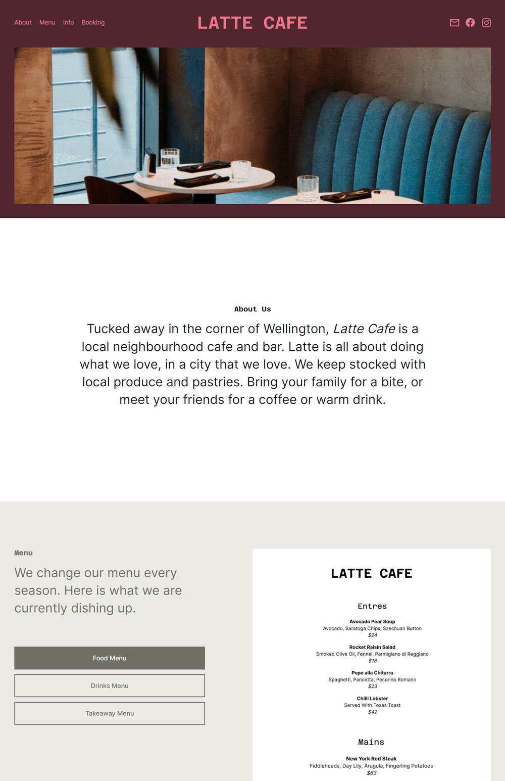 Bakery Website: Latte Cafe 