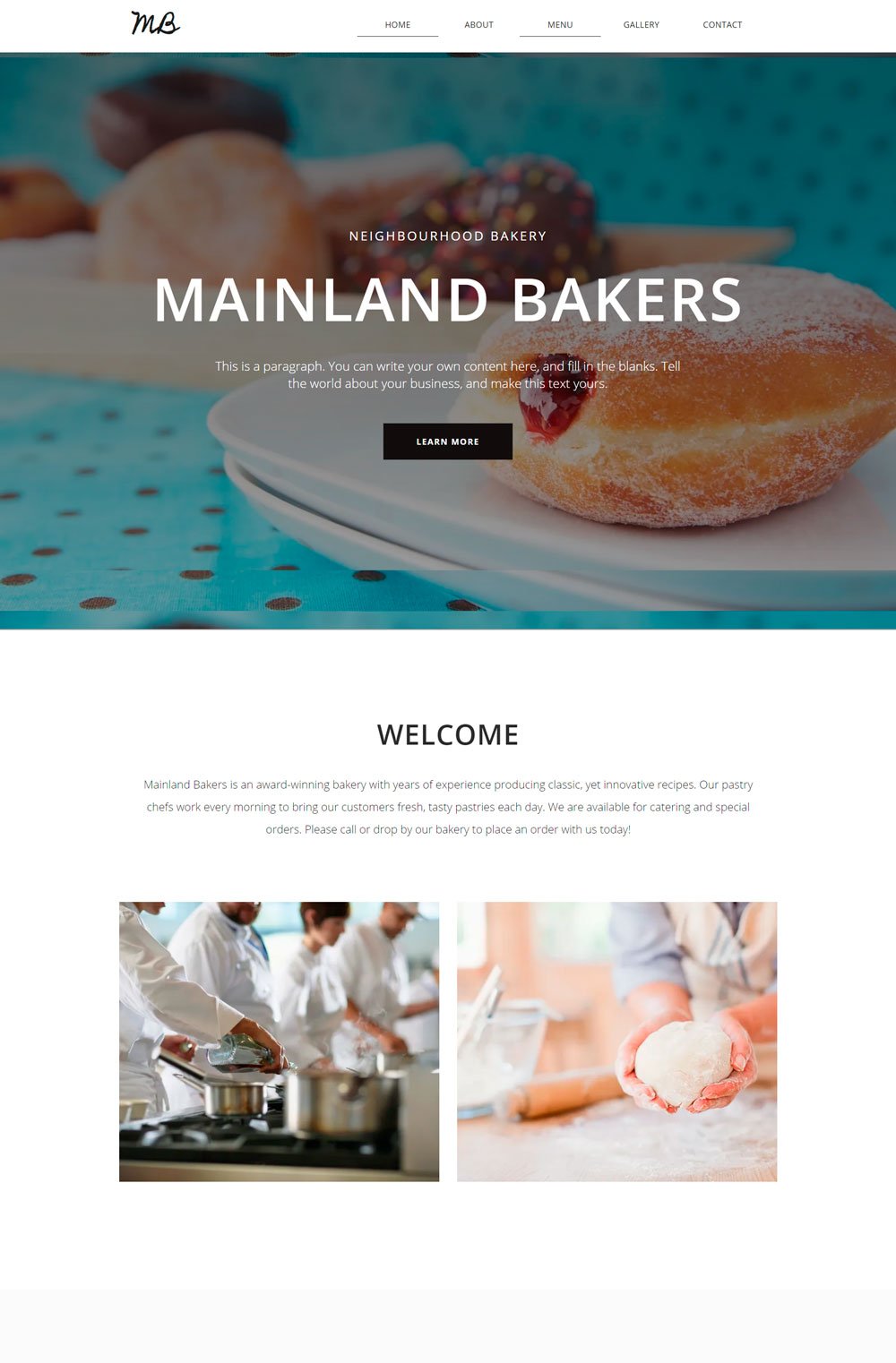 MainLand Bakers: bakery website design