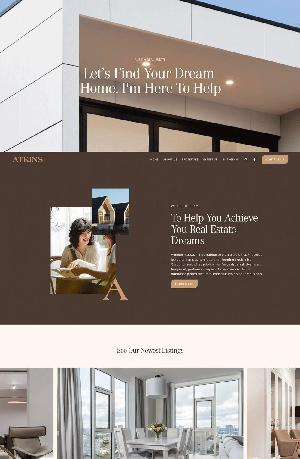 Atkins Real Estate Agent Squarespace 7.1 Template