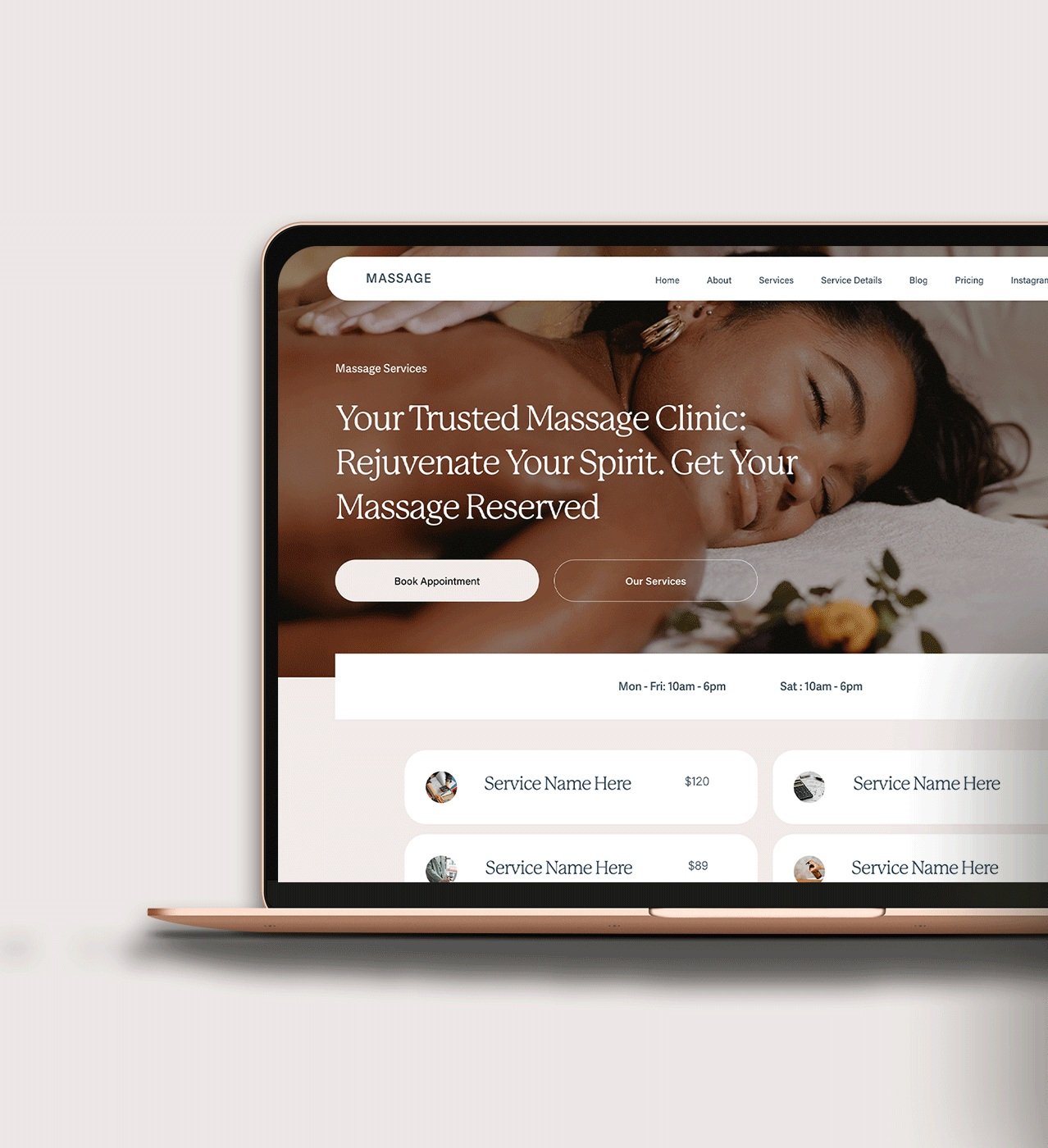 Shop Squarespace 7.1 Website Template for Med Spa Business Massage Therapist acupuncture website template 