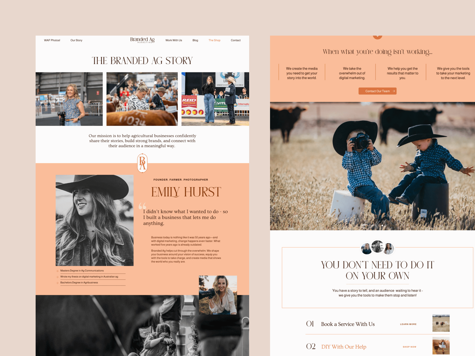 Squarespace Website Designer, Custom Squarespace Website, Agricultural Marketing Website, Event Photography Website