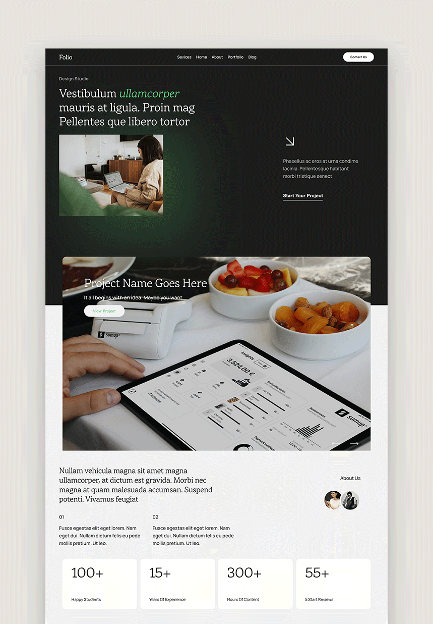 dark Portfolio Squarespace 7.1 Website Template for Creative Agency, Virtual Assistant Website, Business Website