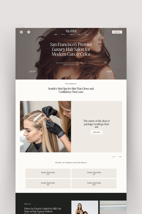 Squarespace Website Template for Hair Salon & Hairdresser