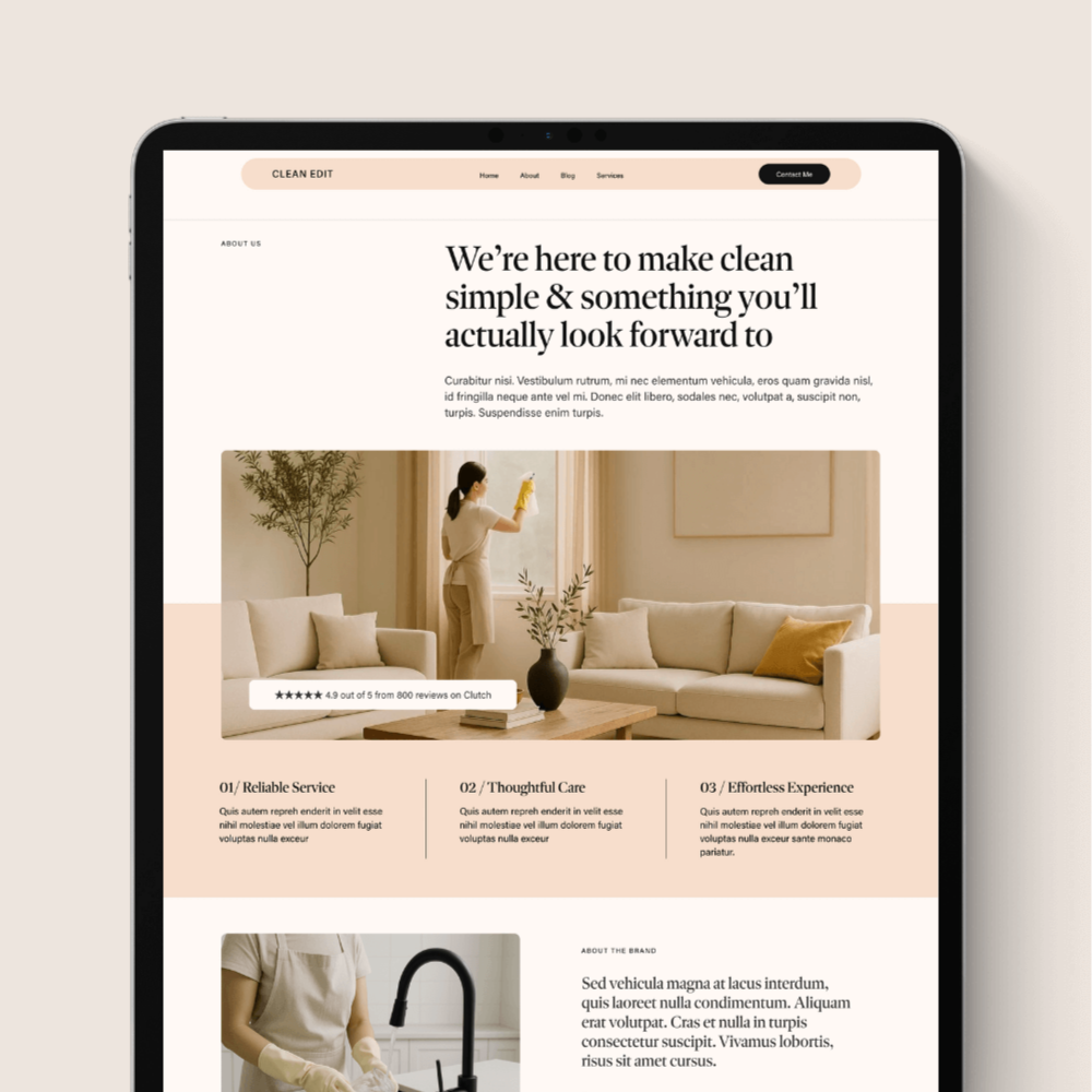 Squarespace Cleaning Service Website Template Maid & Staging