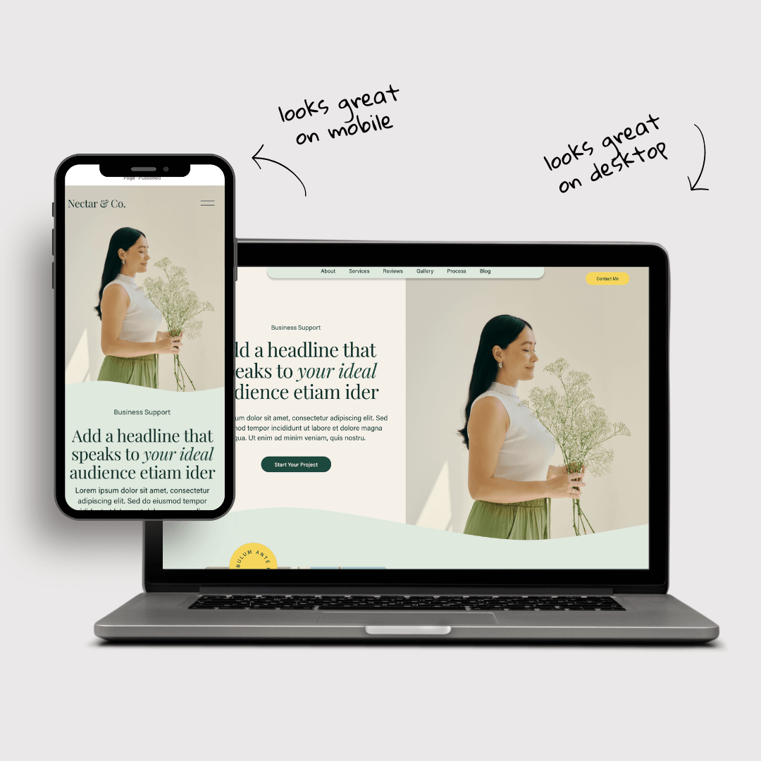 One Page Squarespace website Template for Business Online Coach Consultant Therapist Website