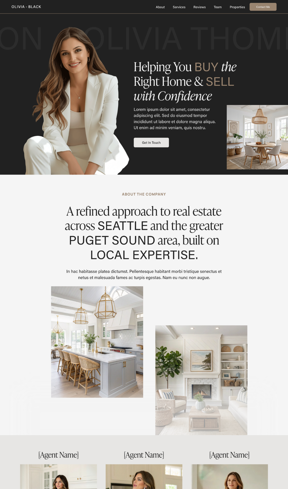 Real Estate Agent Squarespace website template for Realtors, brokers, and real estate professionals