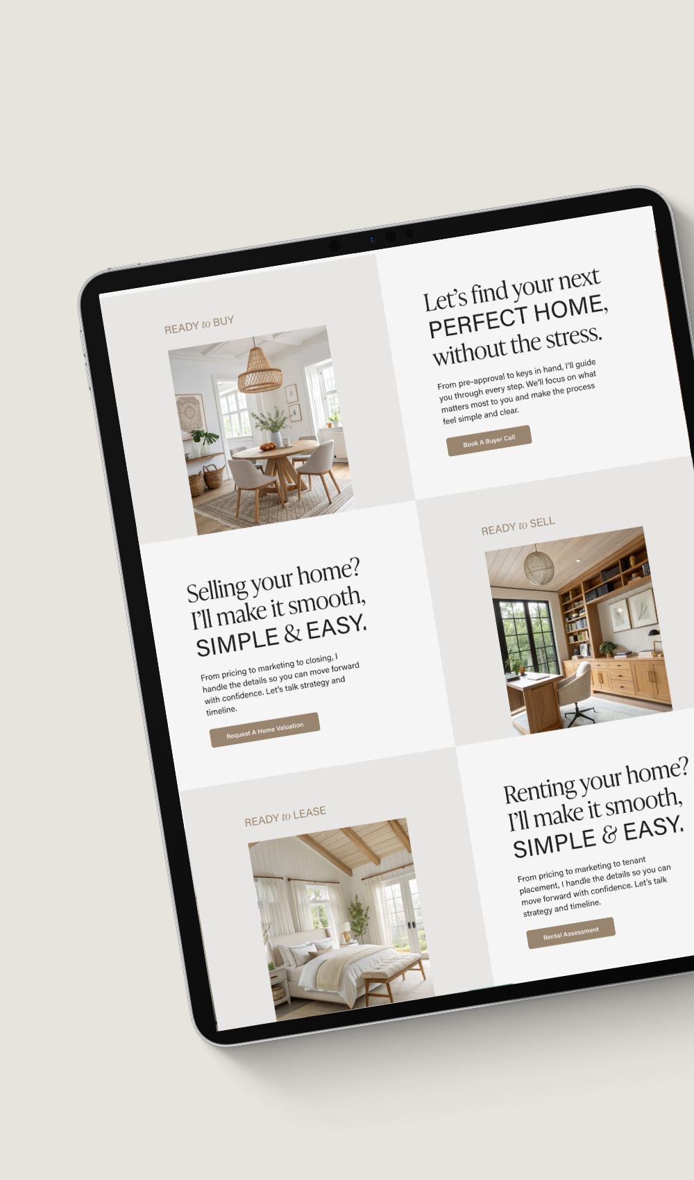 Real Estate Agent Squarespace website template for Realtors, brokers, and real estate professionals