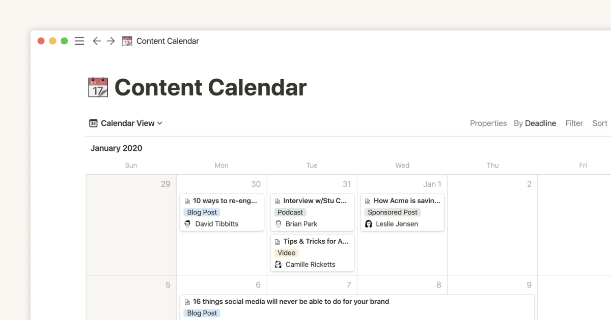 Notion calendar. Notion календарь.