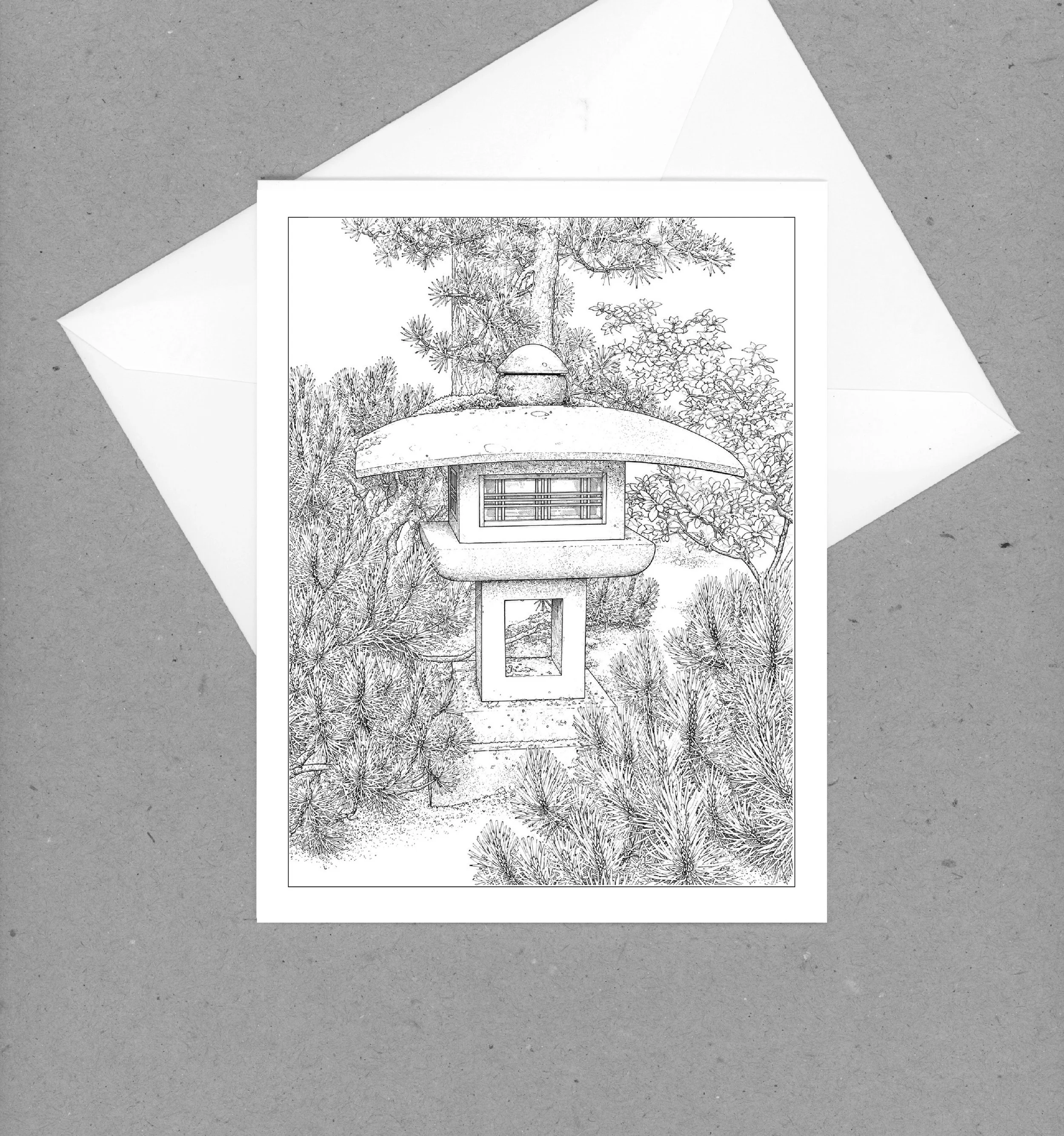 Exquisite Japanese Stone Lantern Note Card