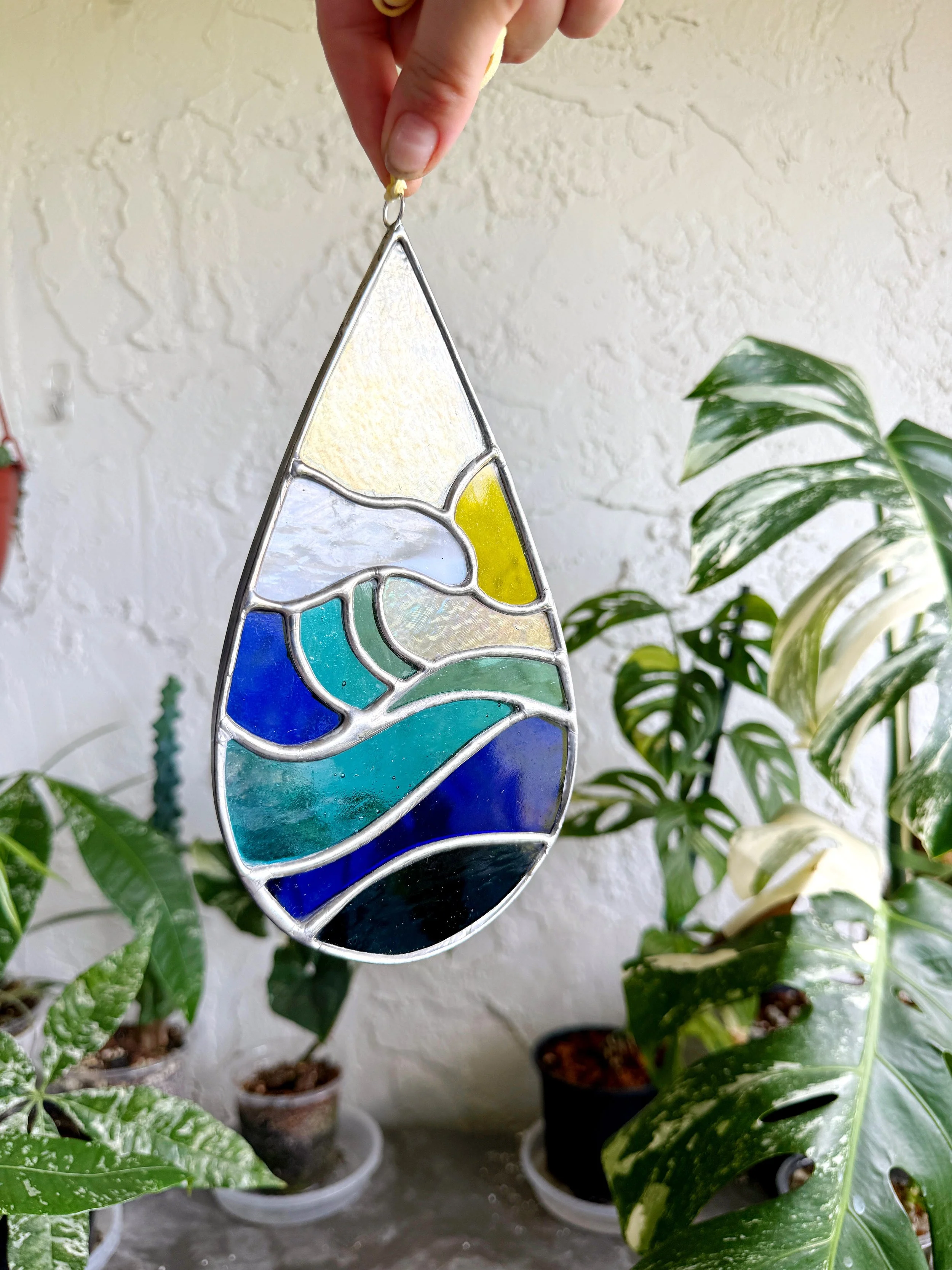 Stained Glass Ocean Teardrop