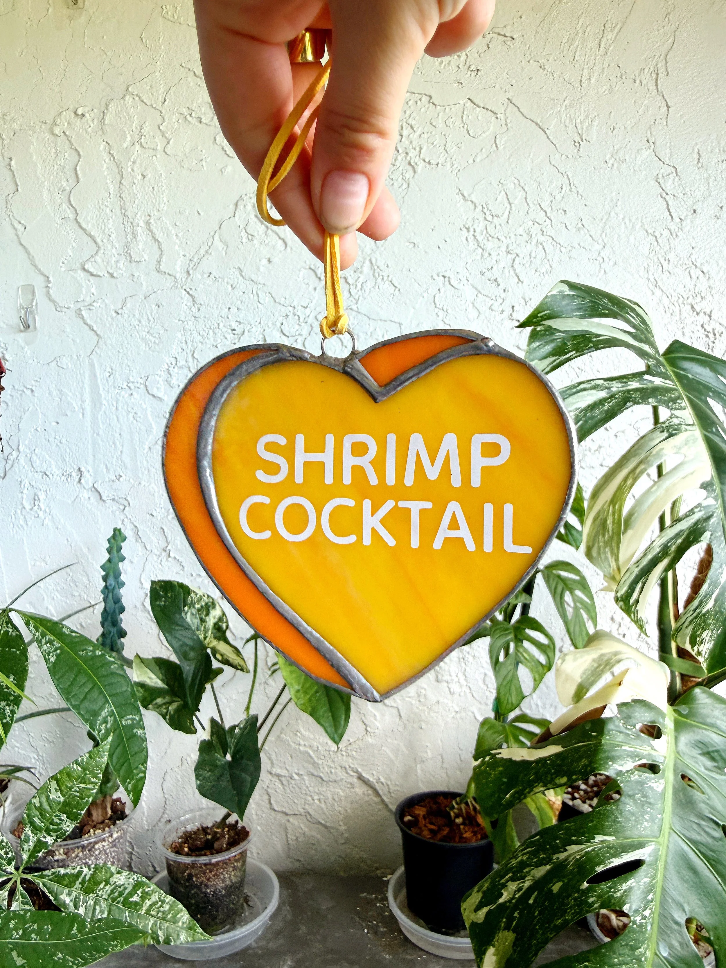 Stained Glass Conversation Heart- SHRIMP COCKTAIL