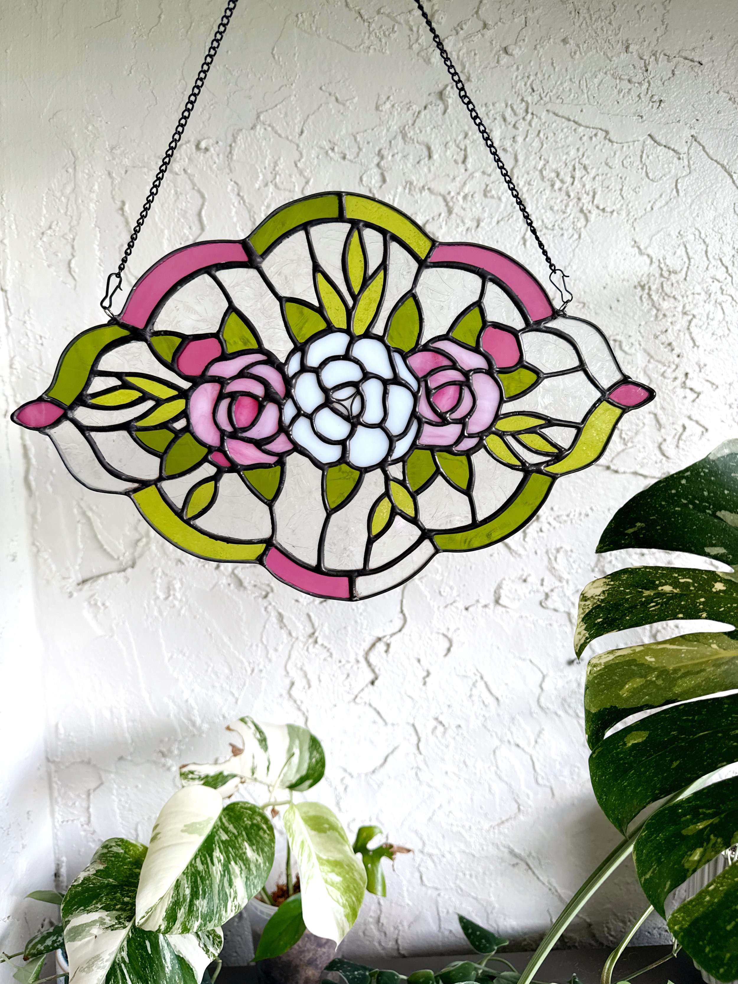 Stained Glass Rose Panel
