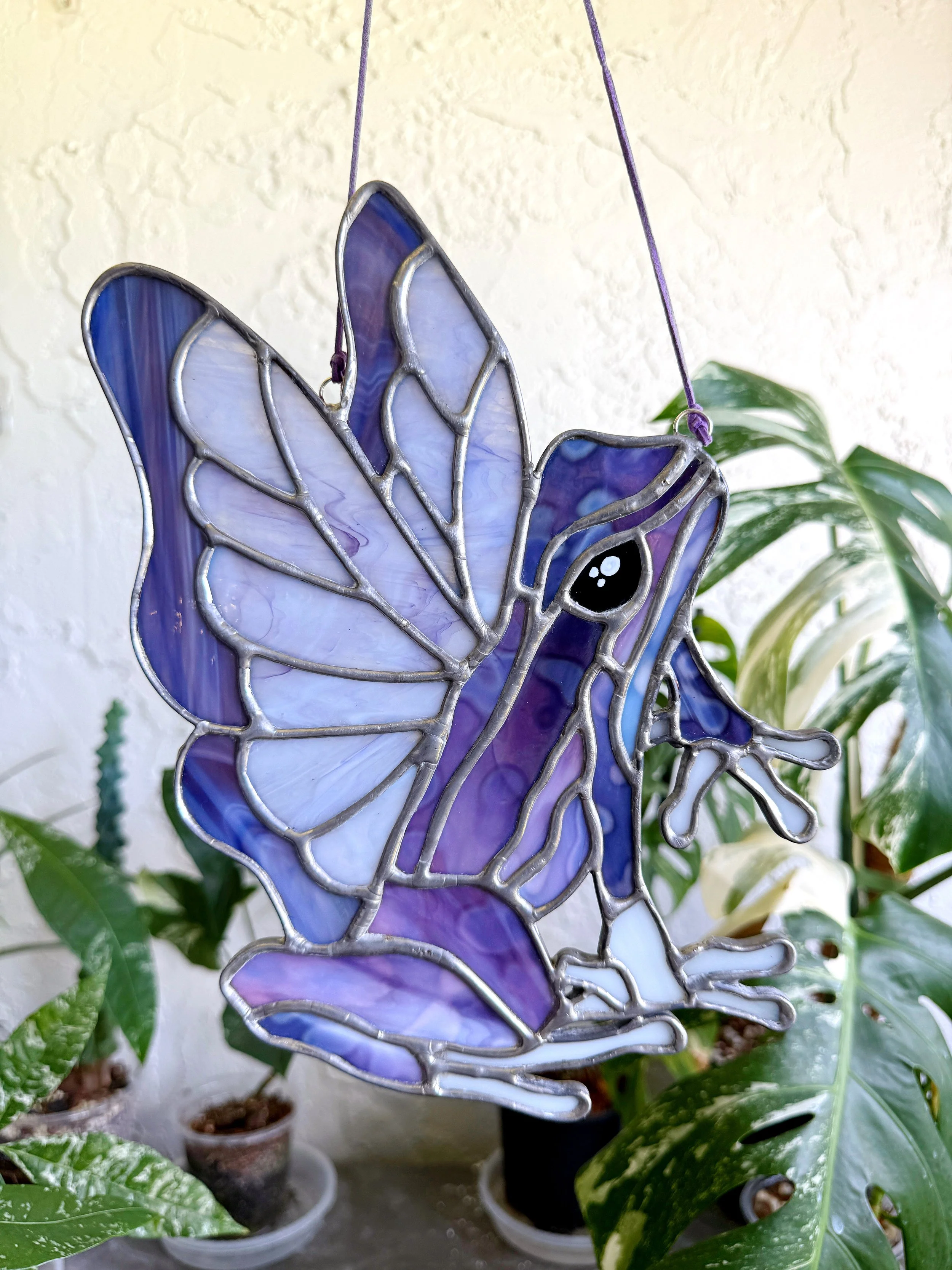 Purple Stained Glass Faerie Frog