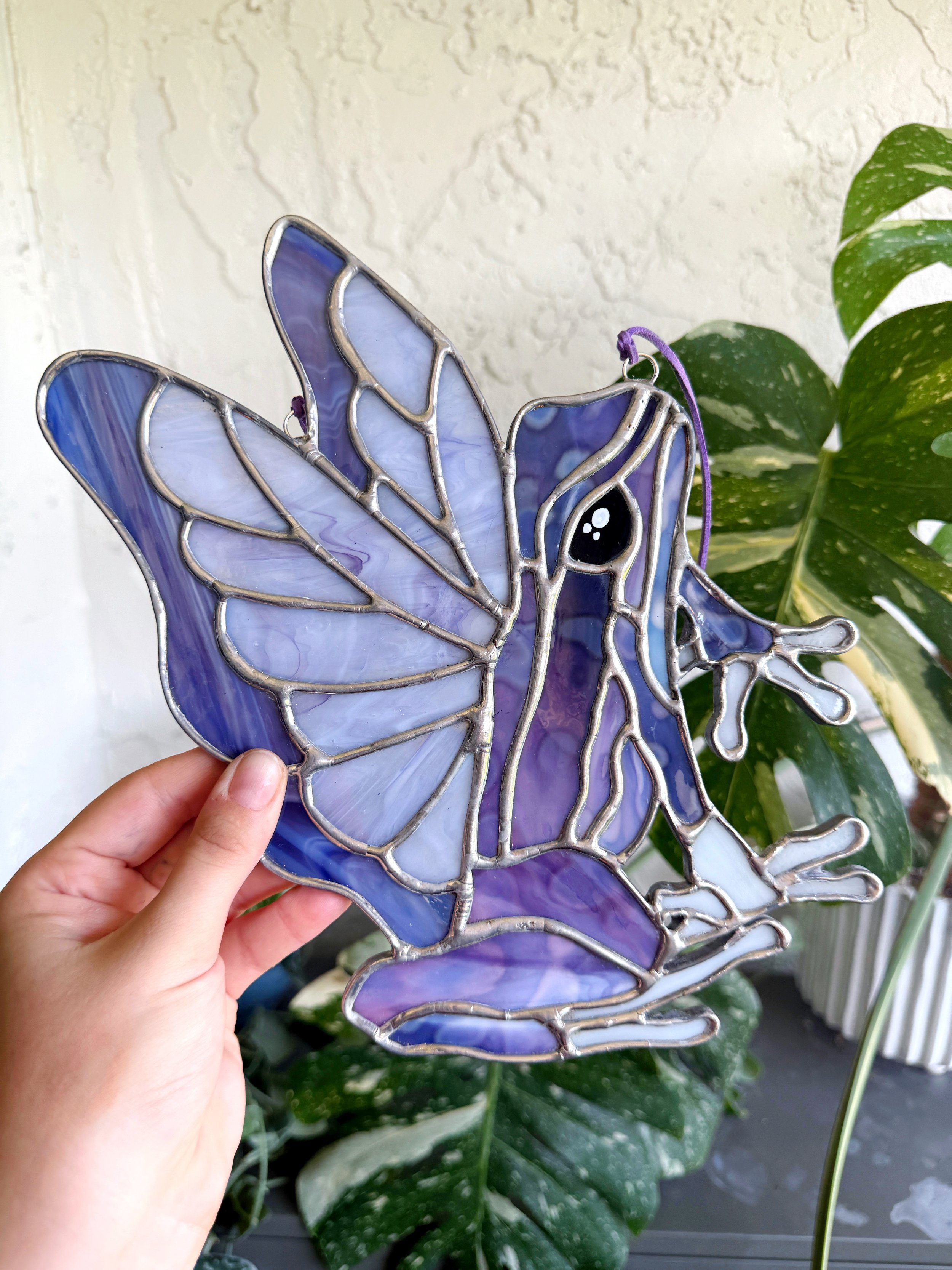 Purple Stained Glass Faerie Frog