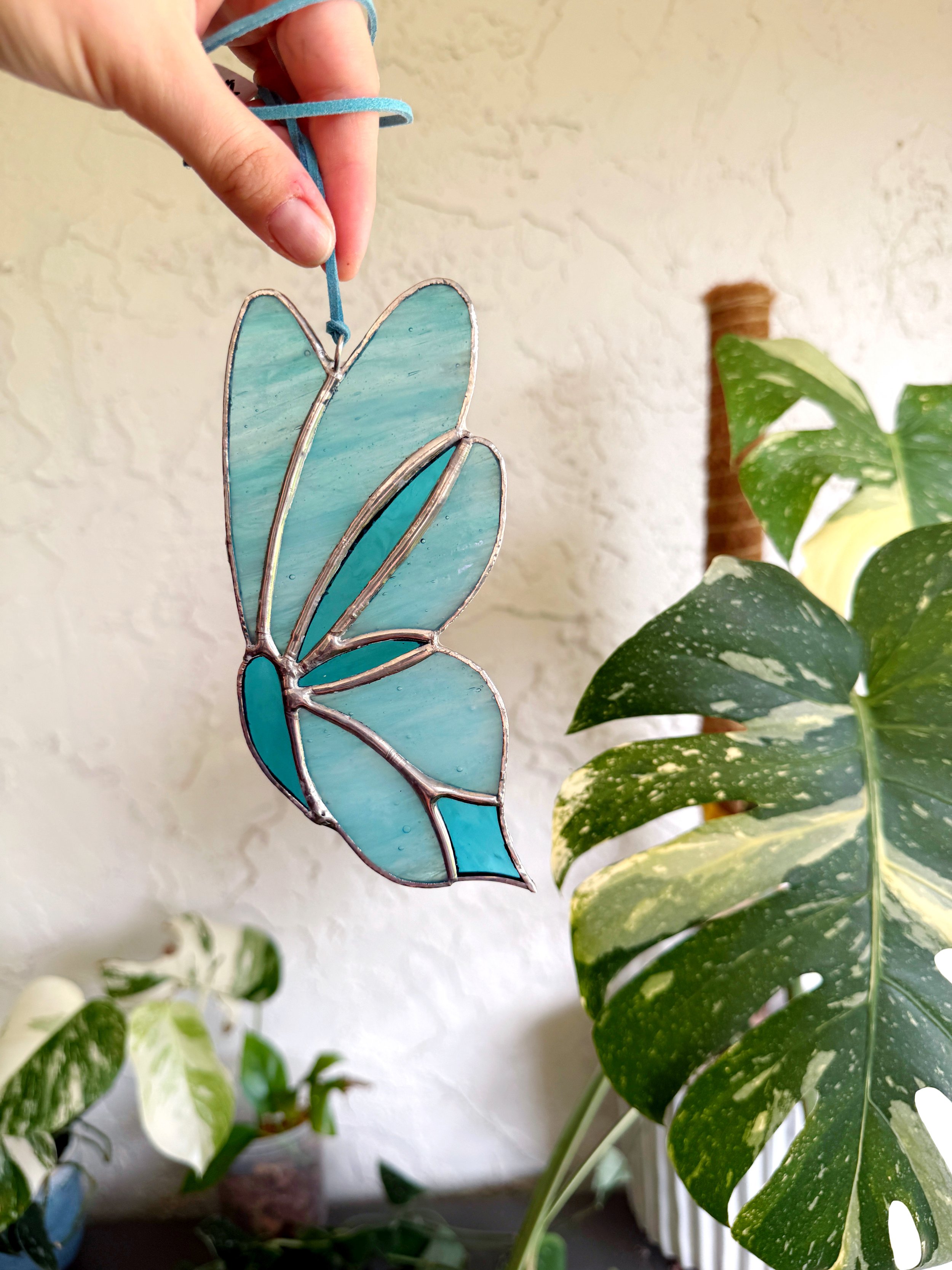 Blue Stained Glass Fairy Butterfly