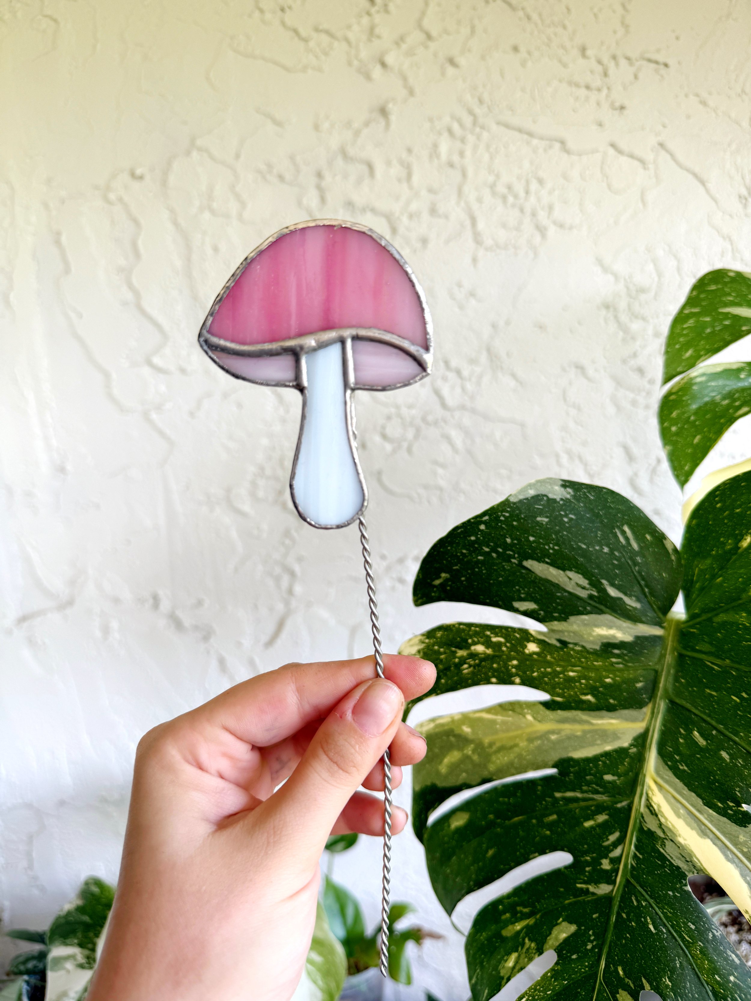 Stained Glass Mushroom Plant Stake