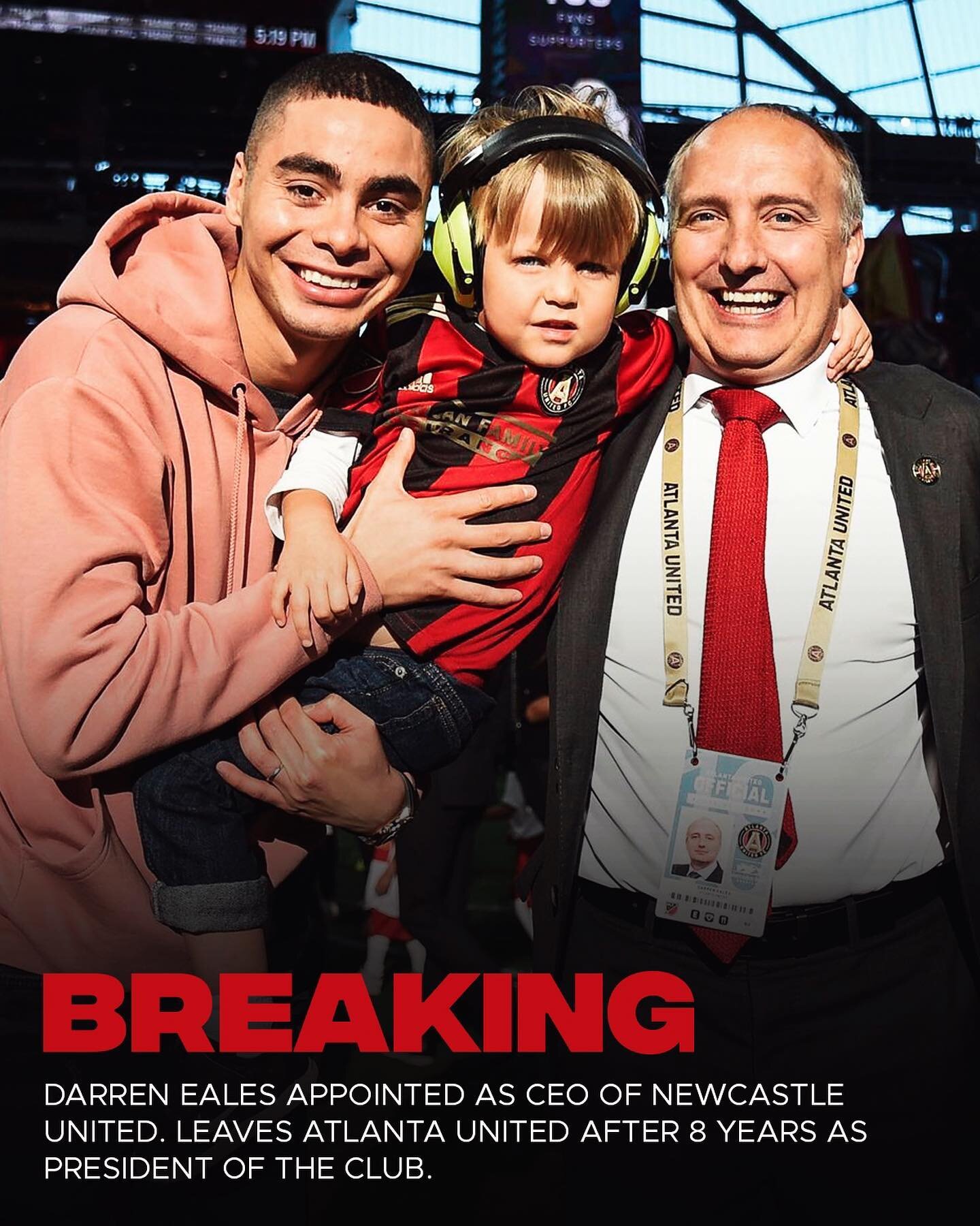 BREAKING: Darren Eales will leave Atlanta United in August after serving as the club&rsquo;s President for 8 years. 

Eales has been appointed as the CEO of Newcastle United FC, where he will re-join former Atlanta United player, Miguel Almiron. 

#A
