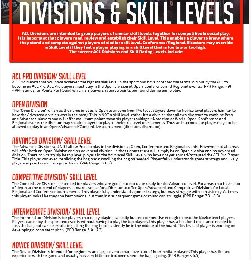 ACL Player Guide / Standings Info — Adirondack Cornhole, LLC